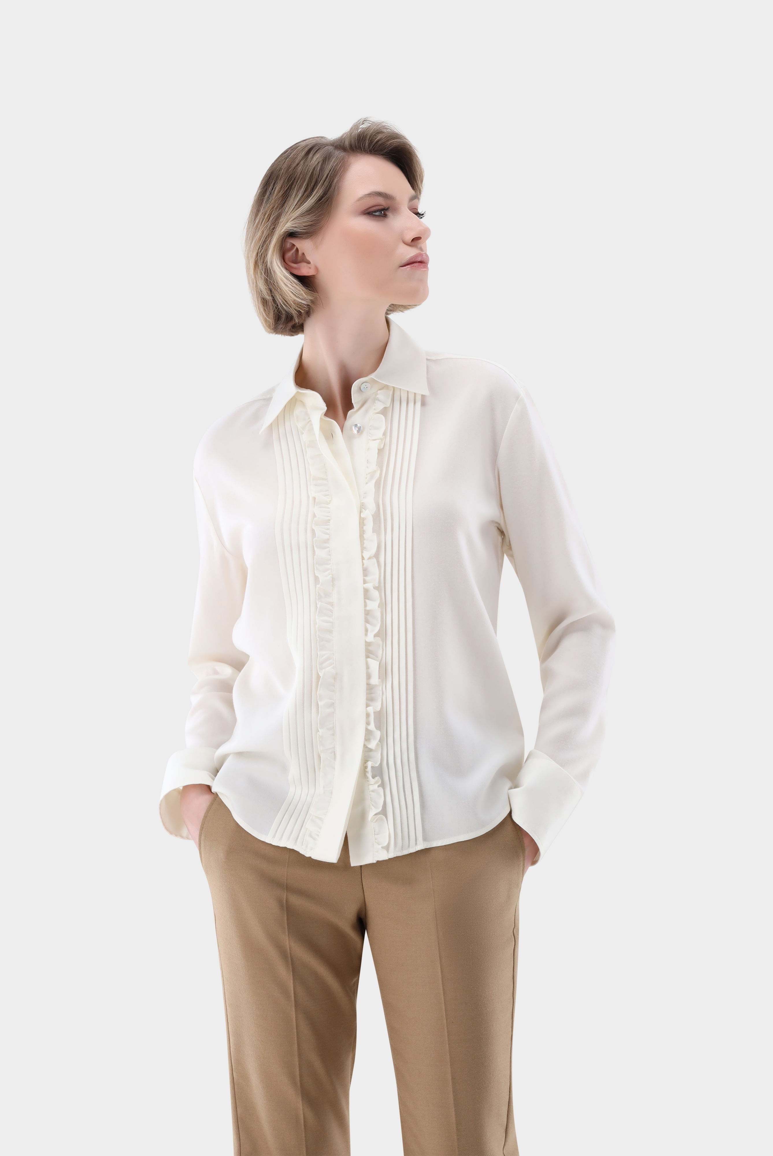 Hemdbluse boxy fit mit Rüschen