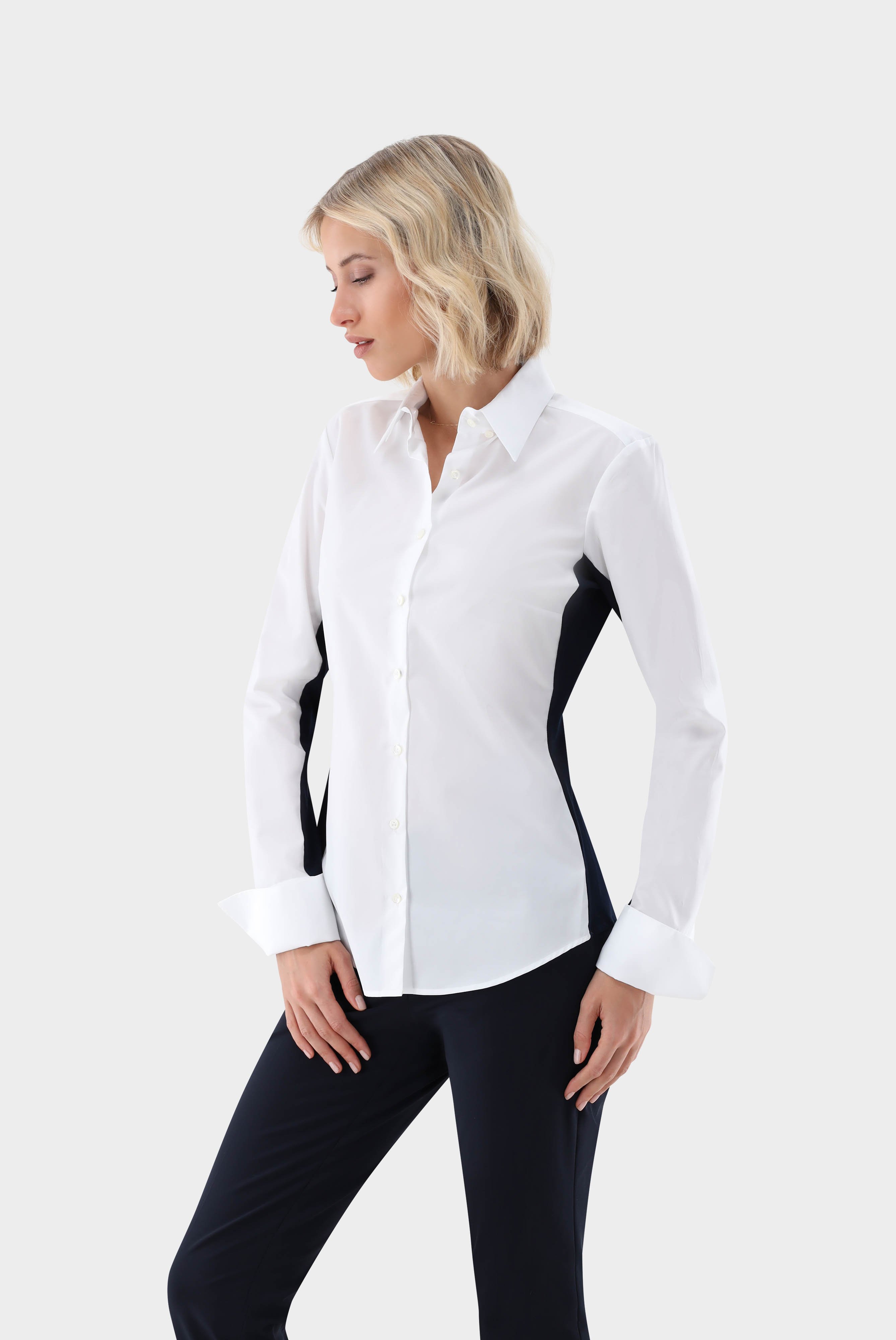 Hybrid Blouse with Side Jersey Insert Slim Fit
