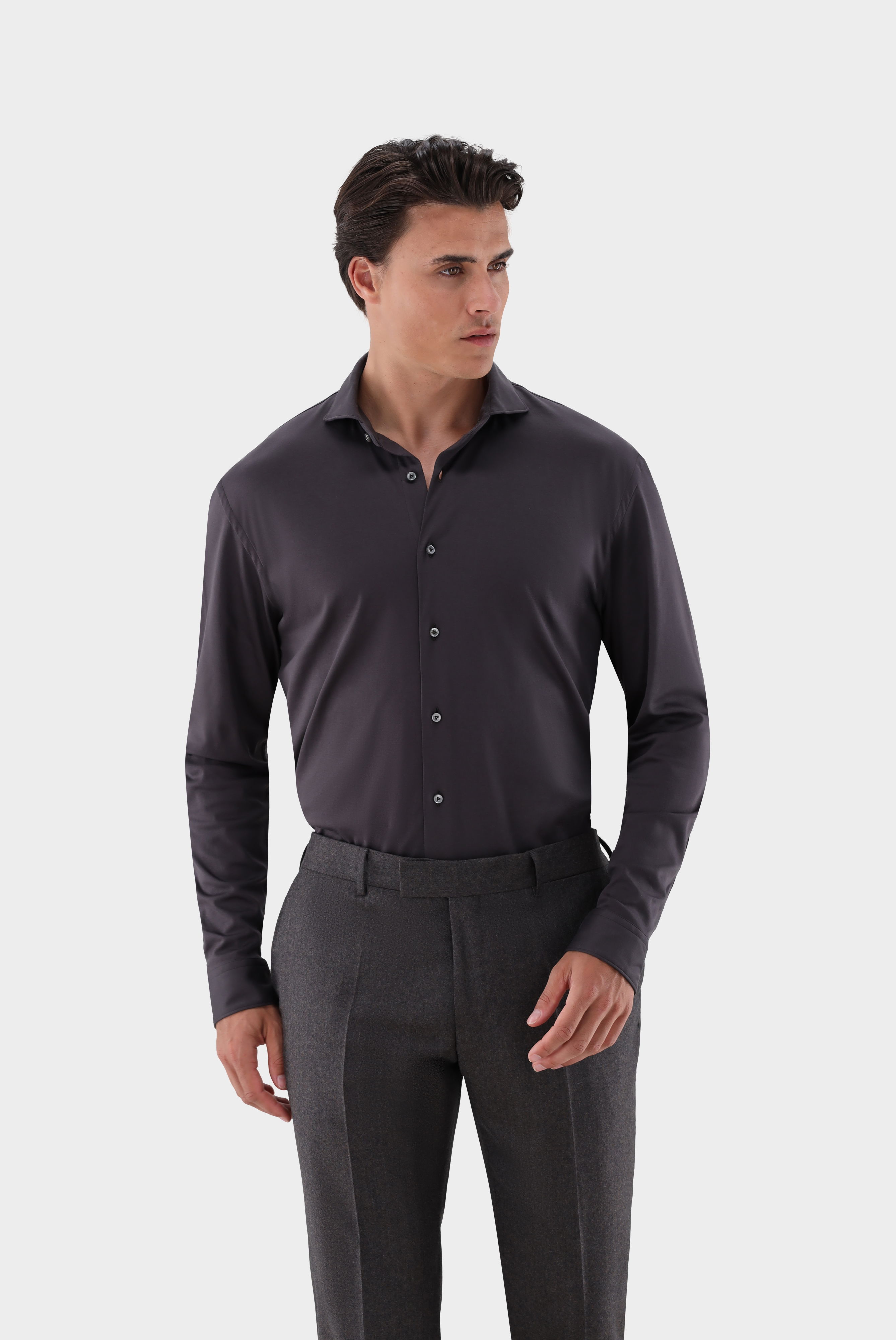 Jersey Hemd mit aus Schweizer Baumwolle Tailor Fit