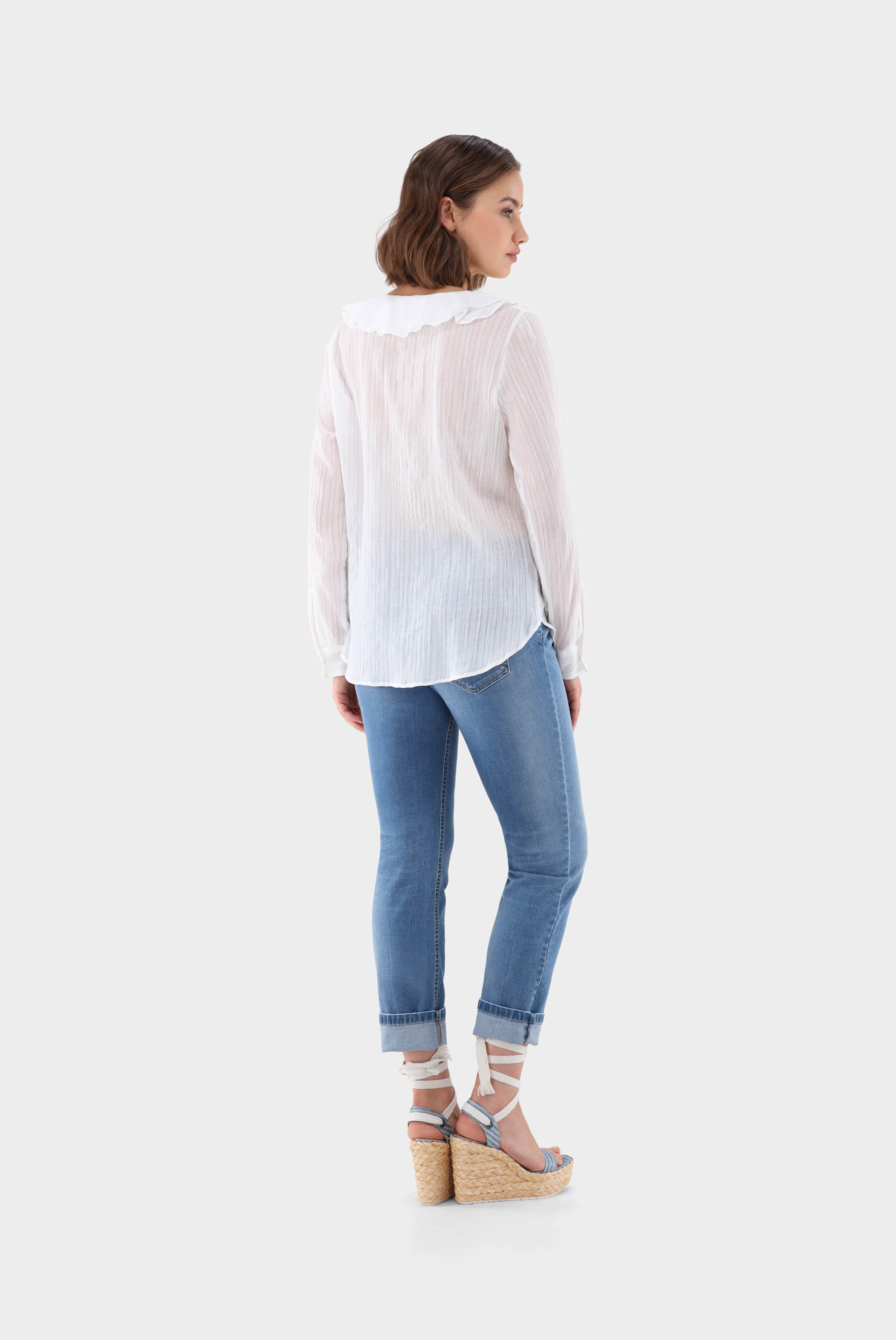 Casual Blouses+Jacquard blouse with ruffles at front+05.529J.56.151063.100.32