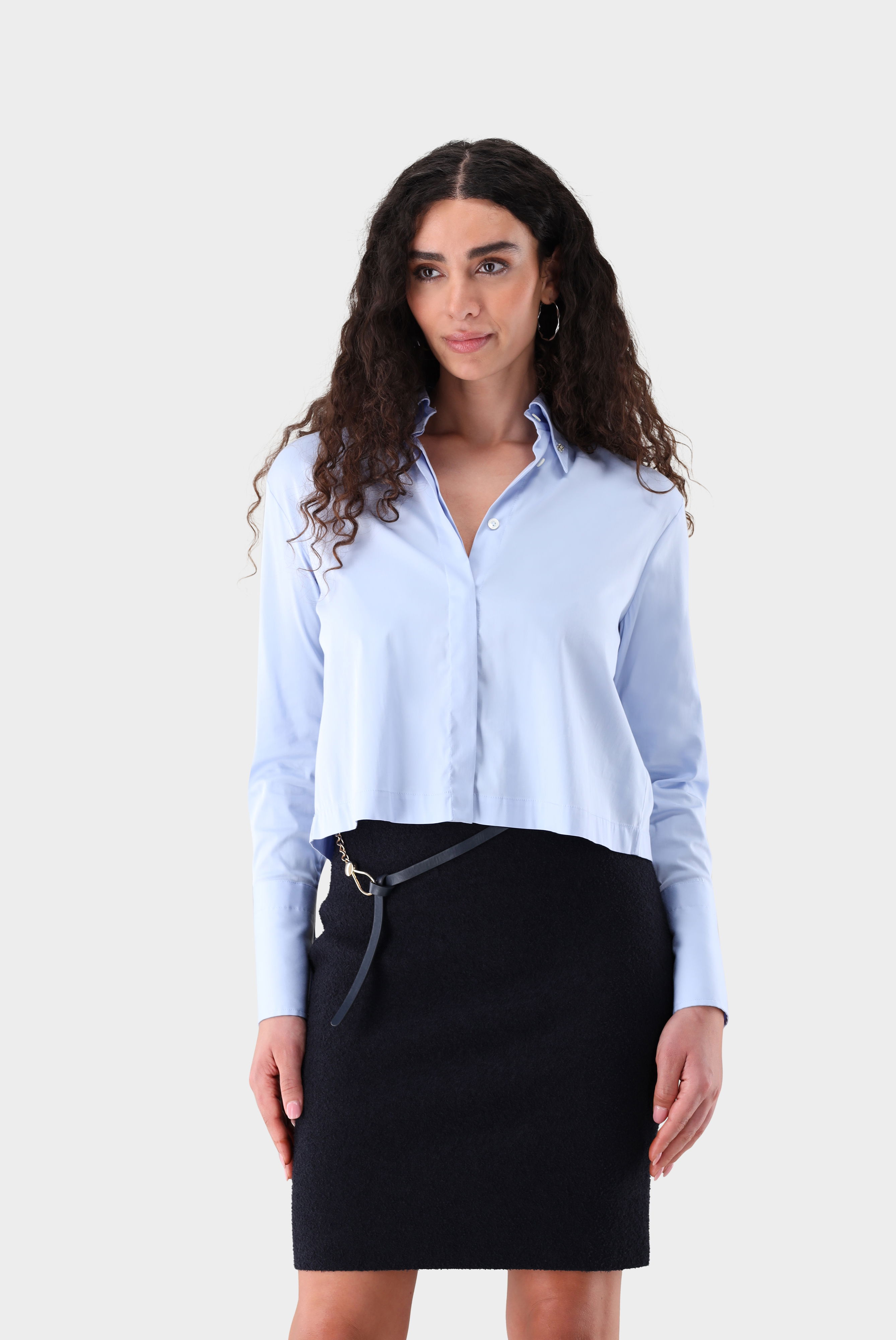 Hemdbluse cropped mit Button-Down