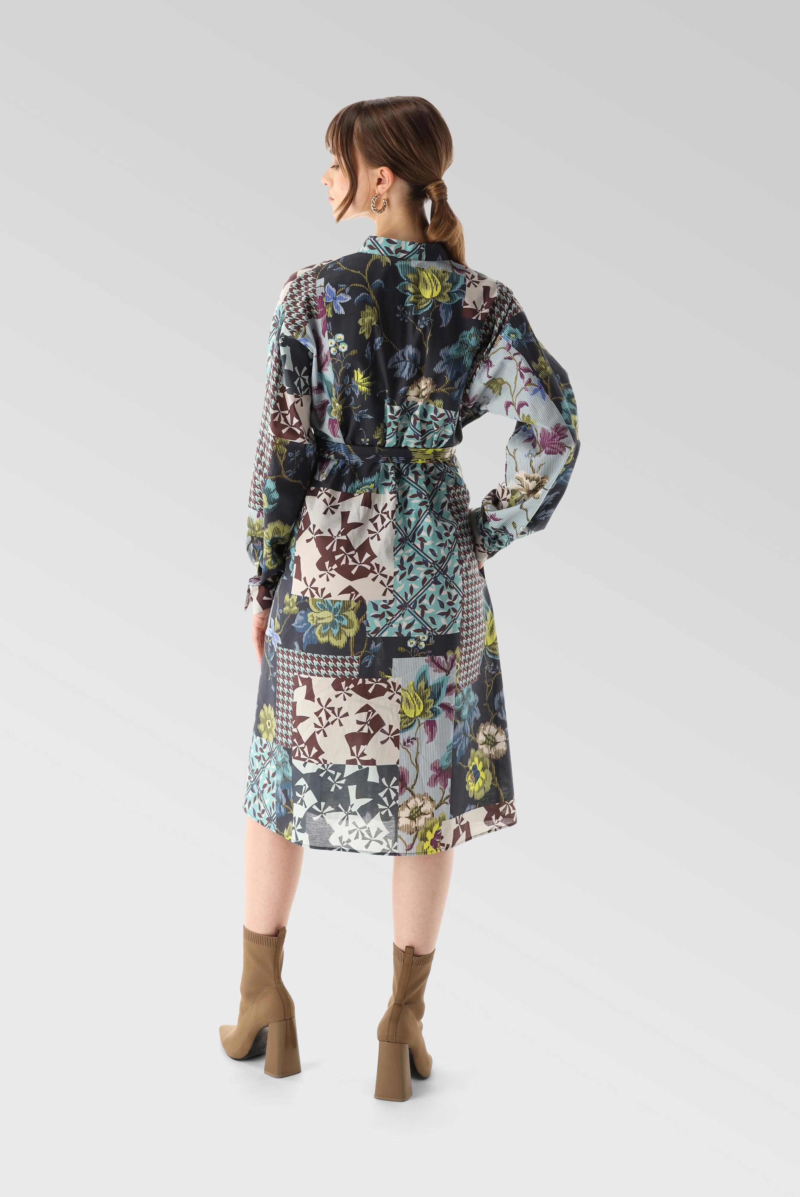 Dresses & Skirts+Midi Shirt Dress with Stand-up Collar+05.658I..171884.925.34
