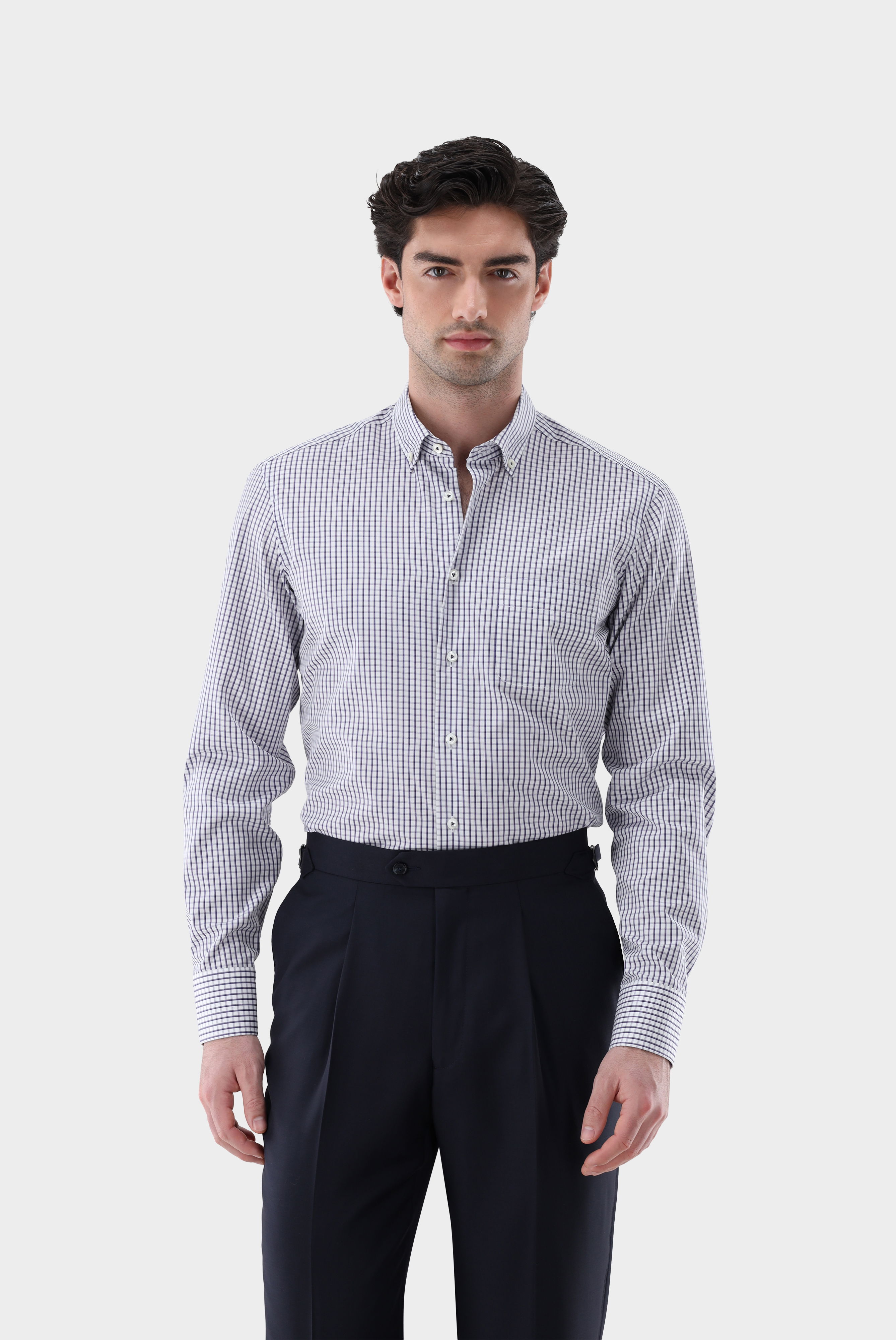 Bügelfreies Hemd kariert mit Button-Down Kragen