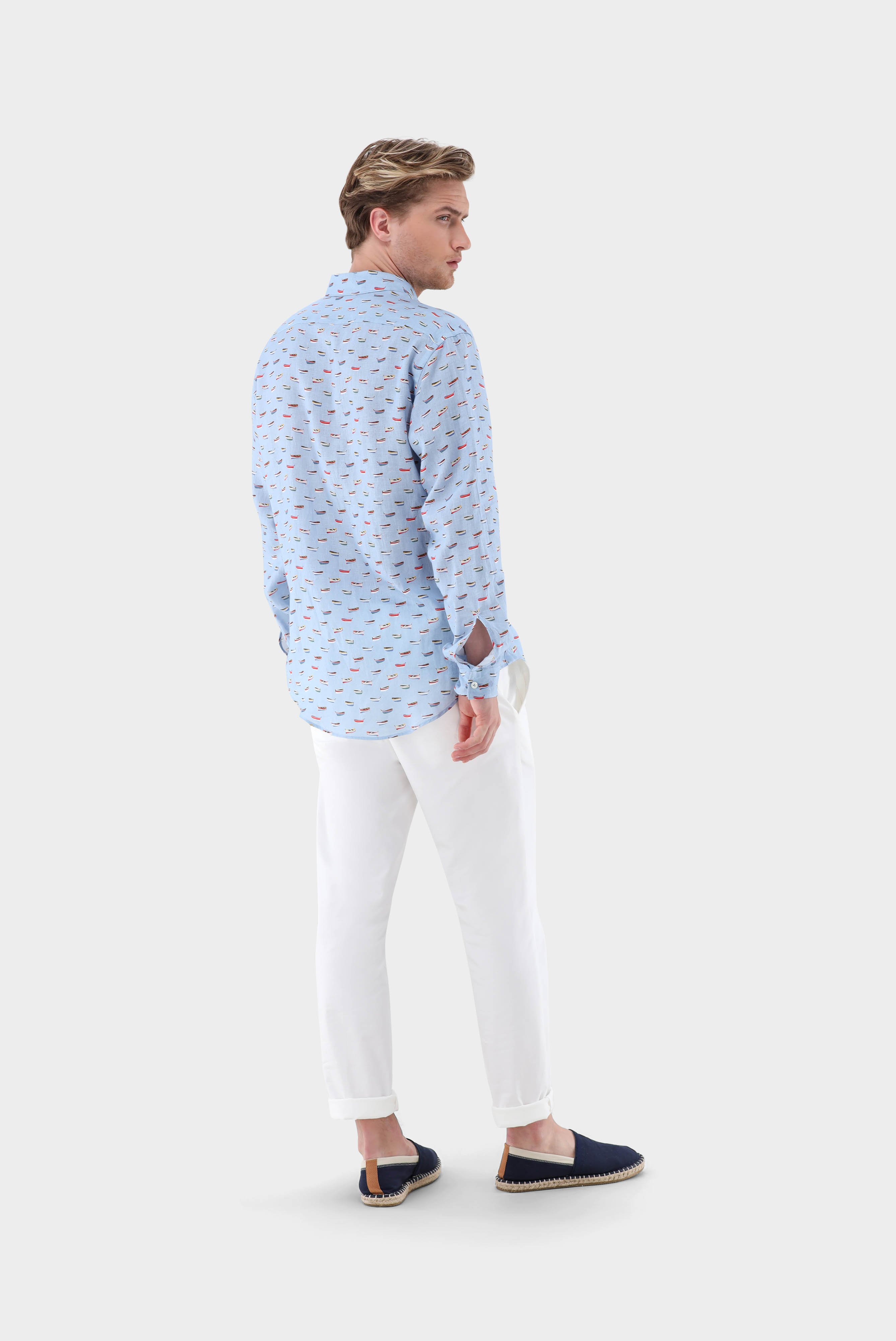 Casual Shirts+Linen Shirt with Boat Print+20.2020.9V.170348.730.39