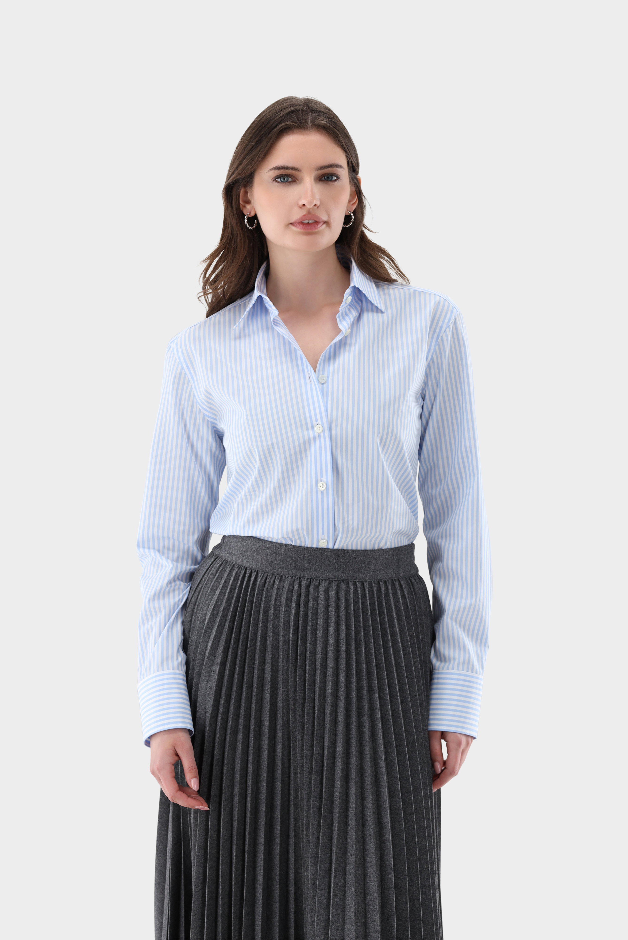 Striped shirt blouse with back yoke