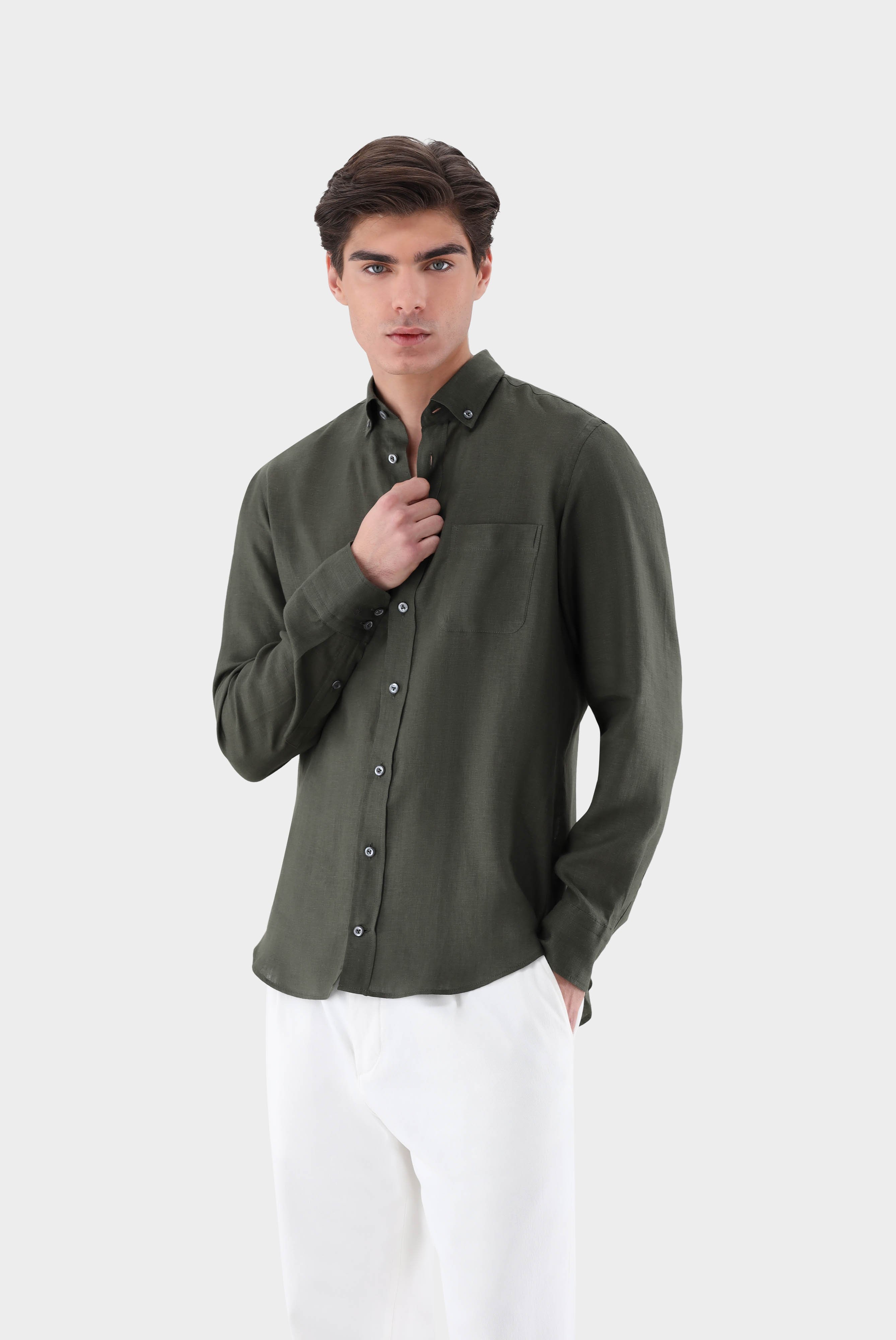Casual Shirts+Linen Button-Down Collar Shirt+20.2013.9V.150555.990.38