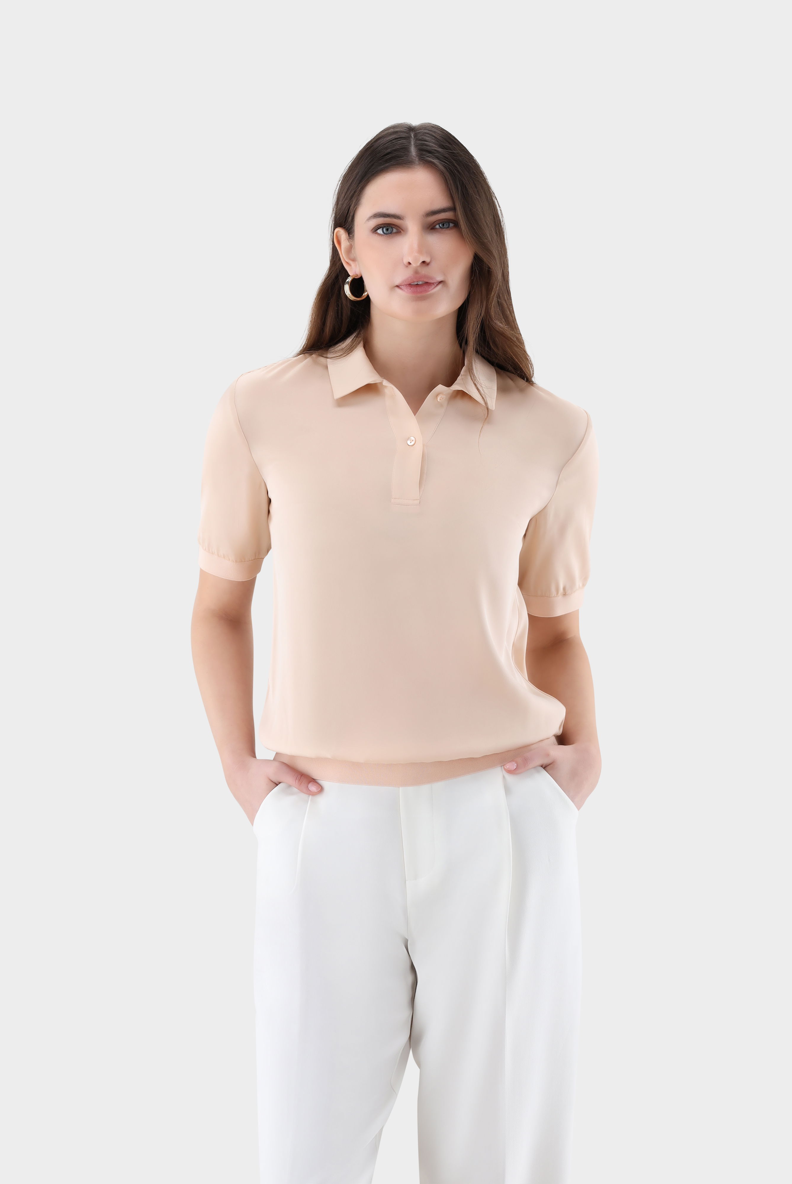Poloshirt in Silk Satin