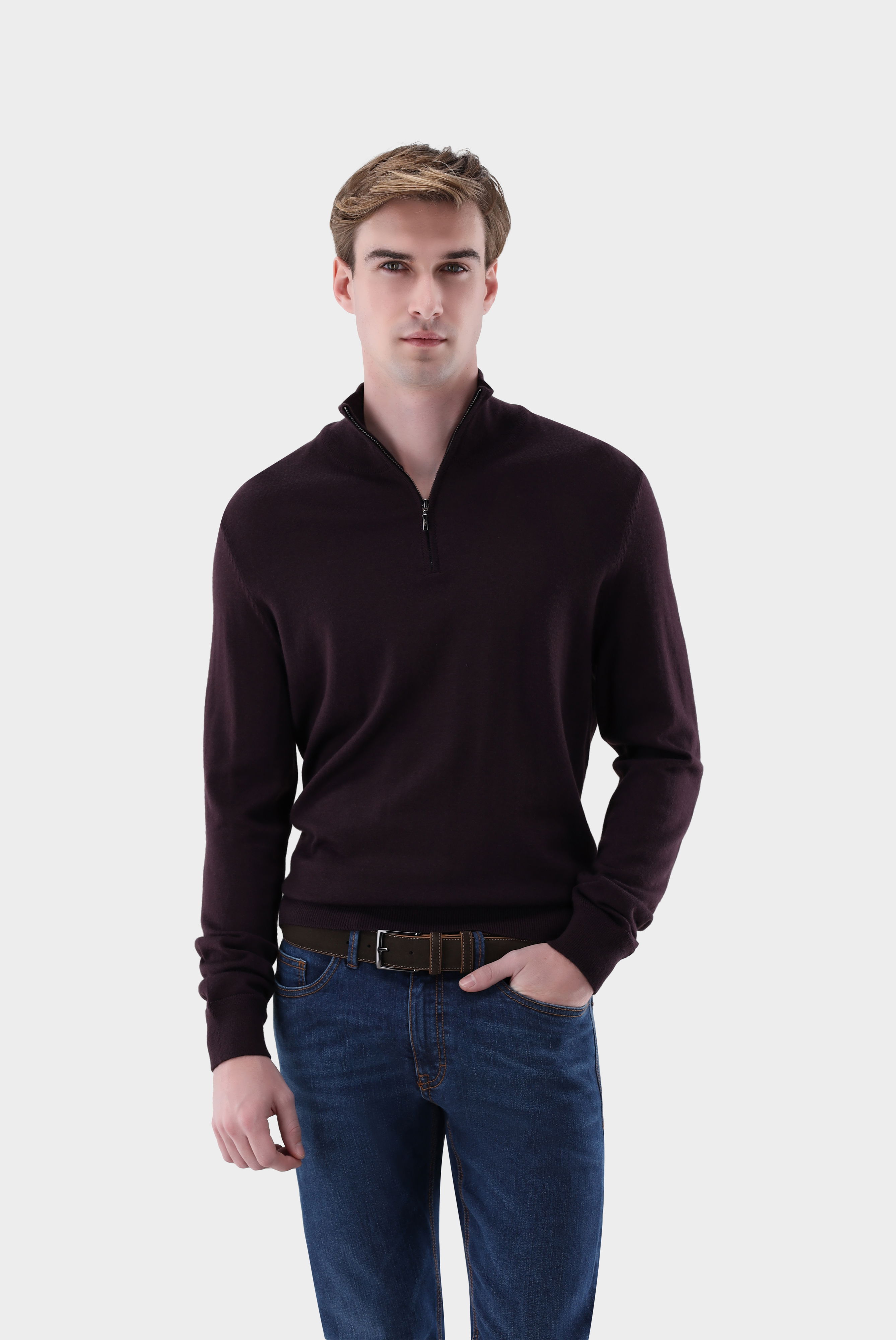 Troyer aus merzerisierter Merinowolle mit Farbdetail