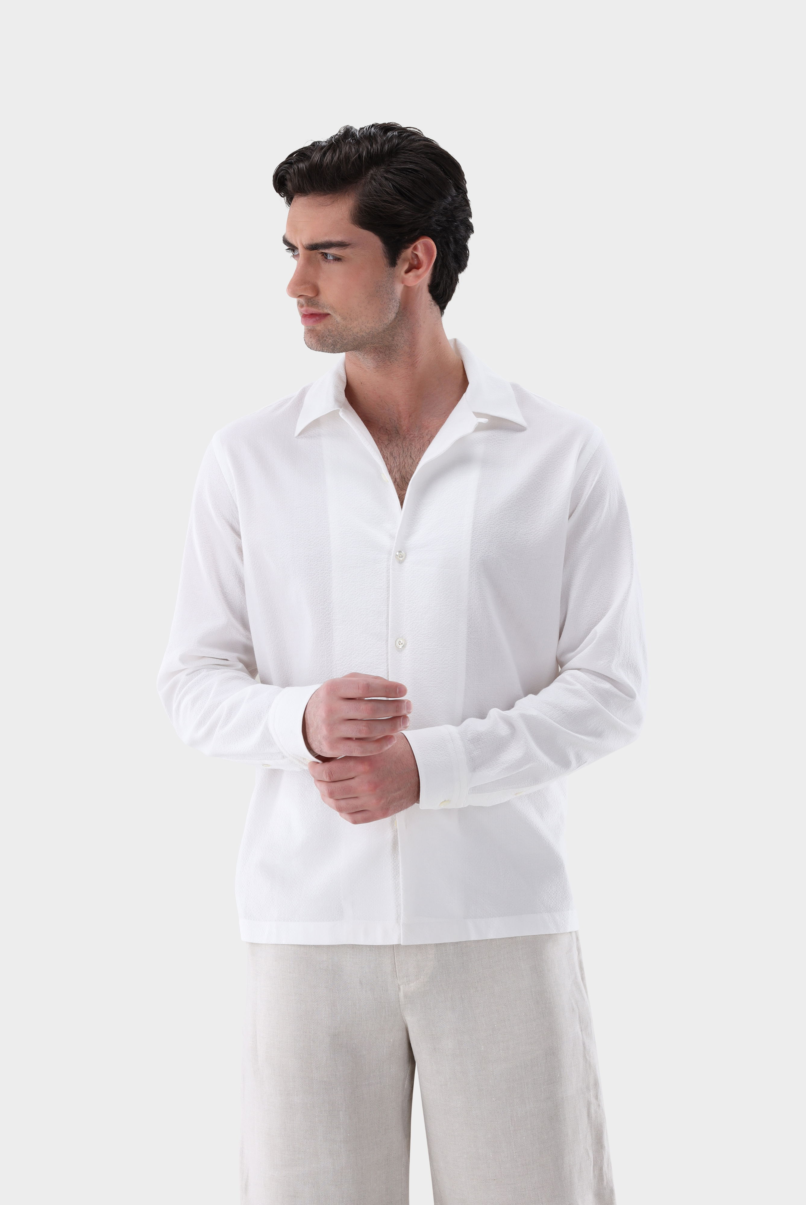 Seersucker-Hemd mit Reverskragen