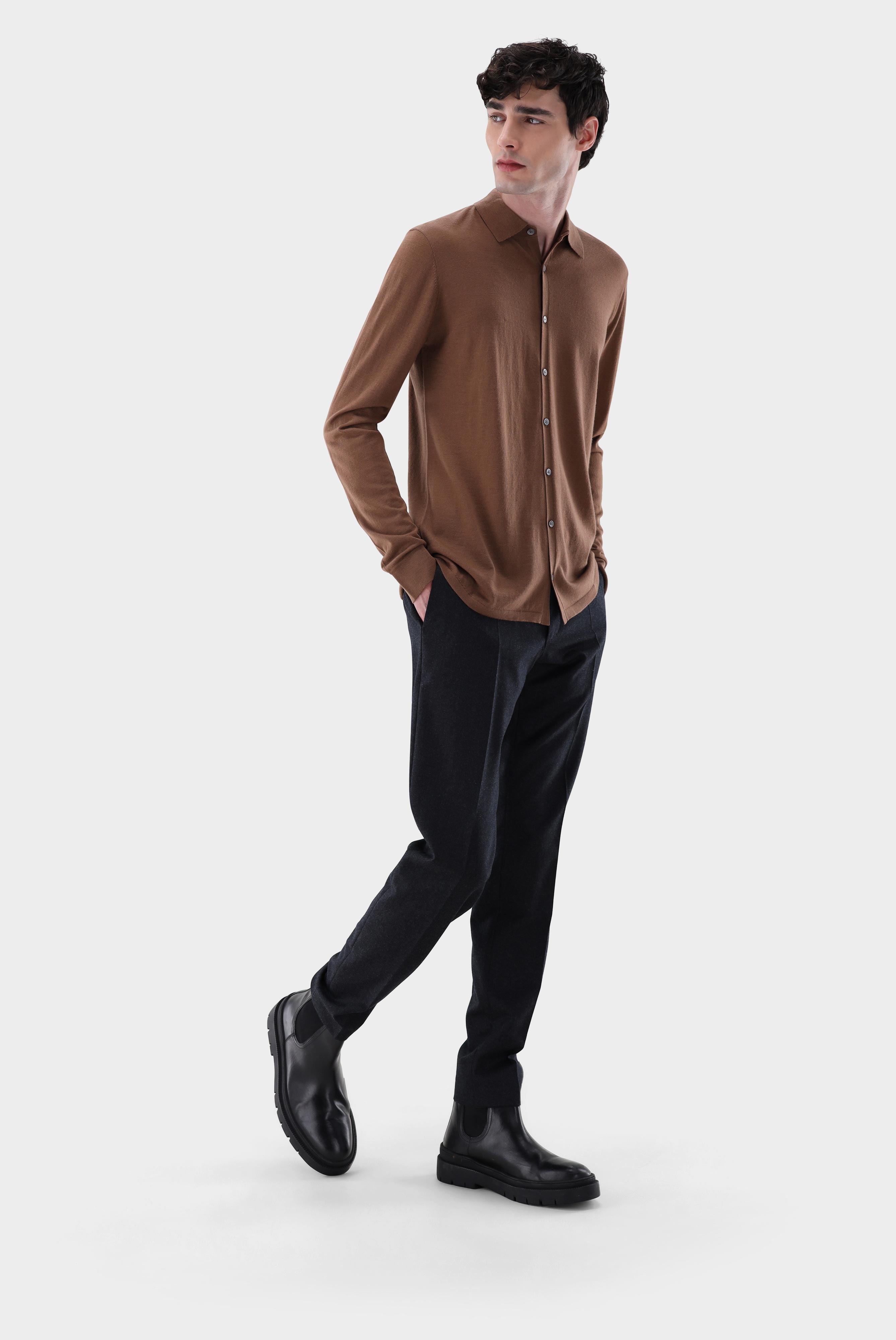 Strickhemd aus ultrafeiner Merinowolle günstig online kaufen