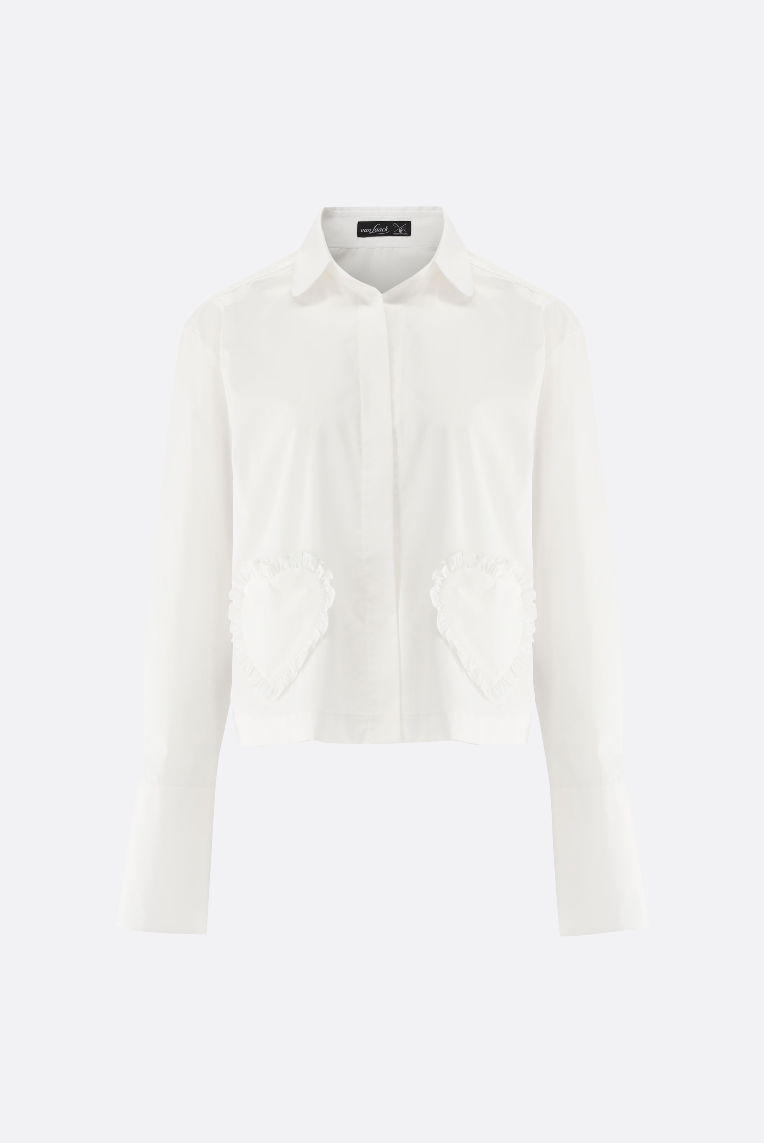 Shirt blouse cropped with heart embroidery