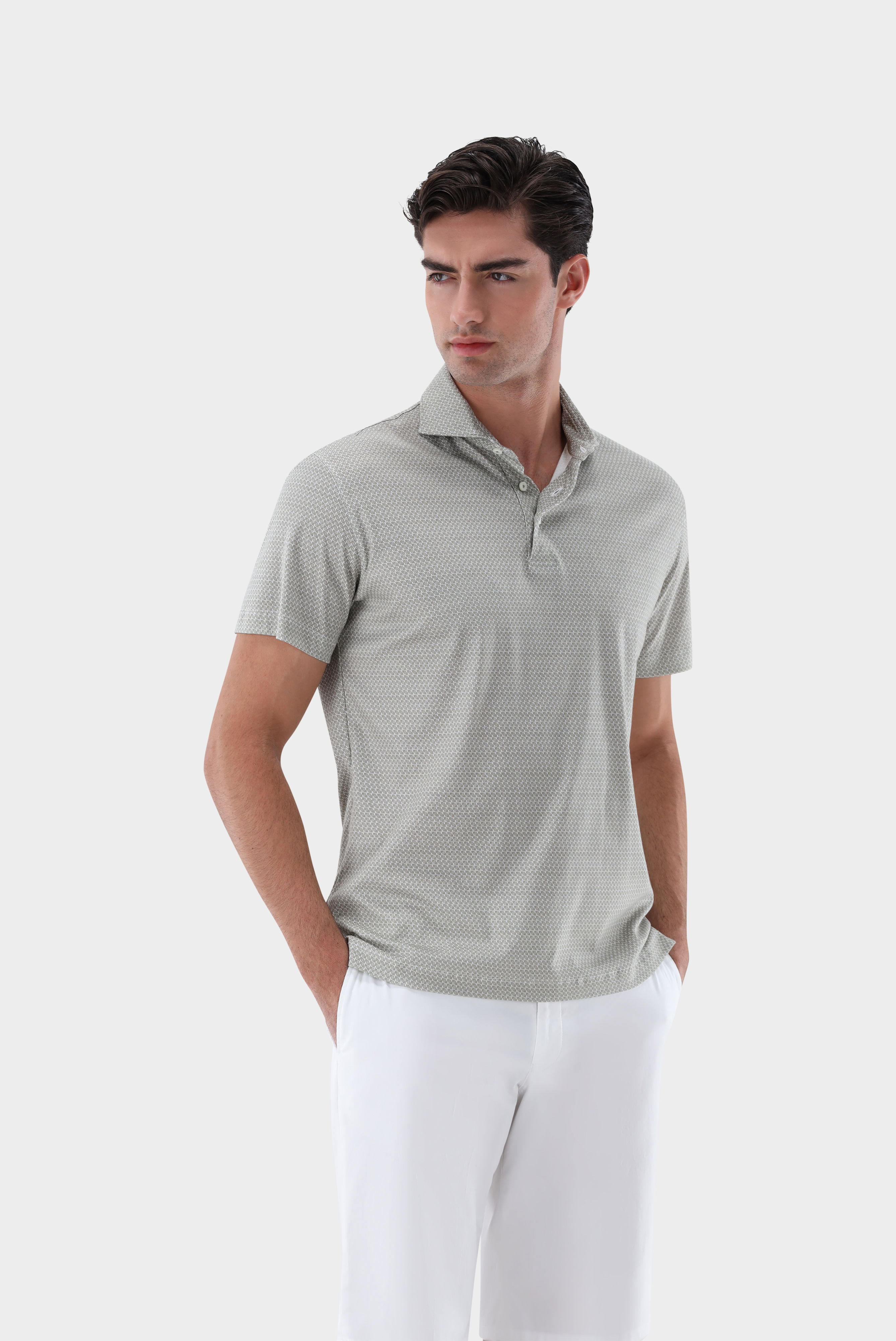 Poloshirt mit Signature-Print aus Schweizer Baumwolljersey