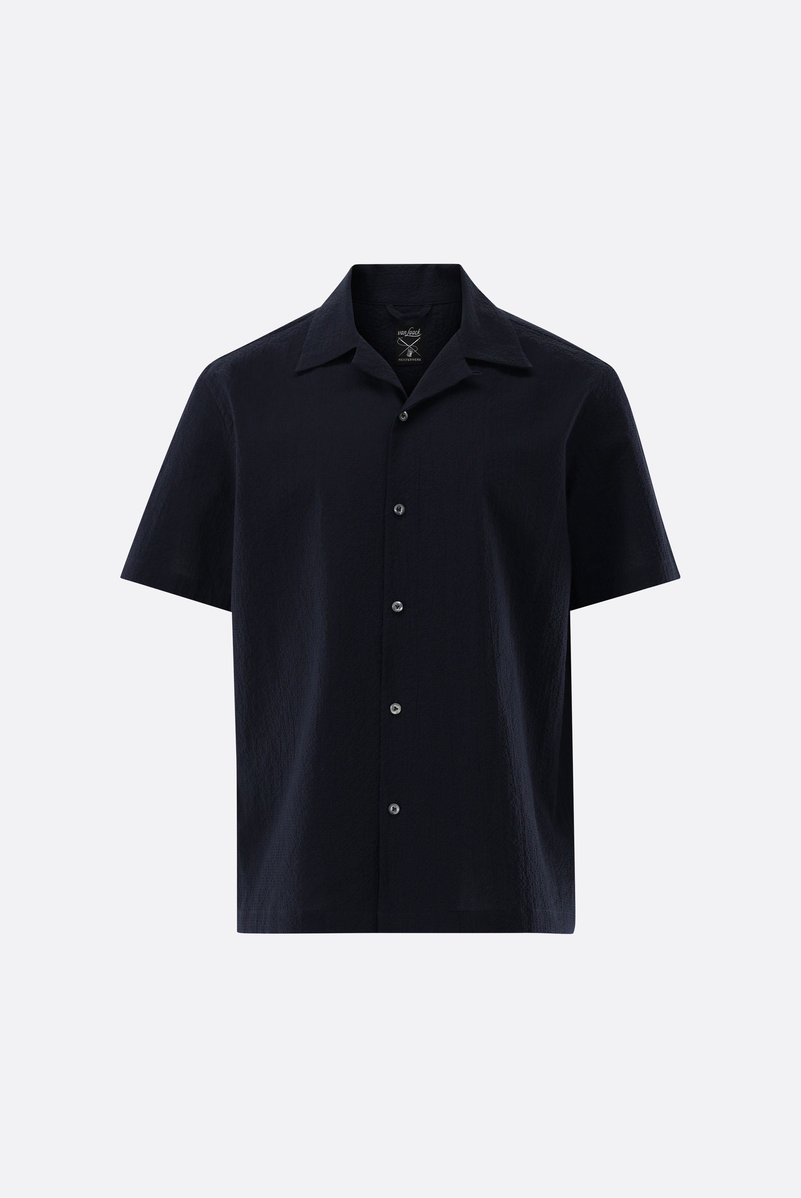 Short-sleeved bowling shirt made of seersucker