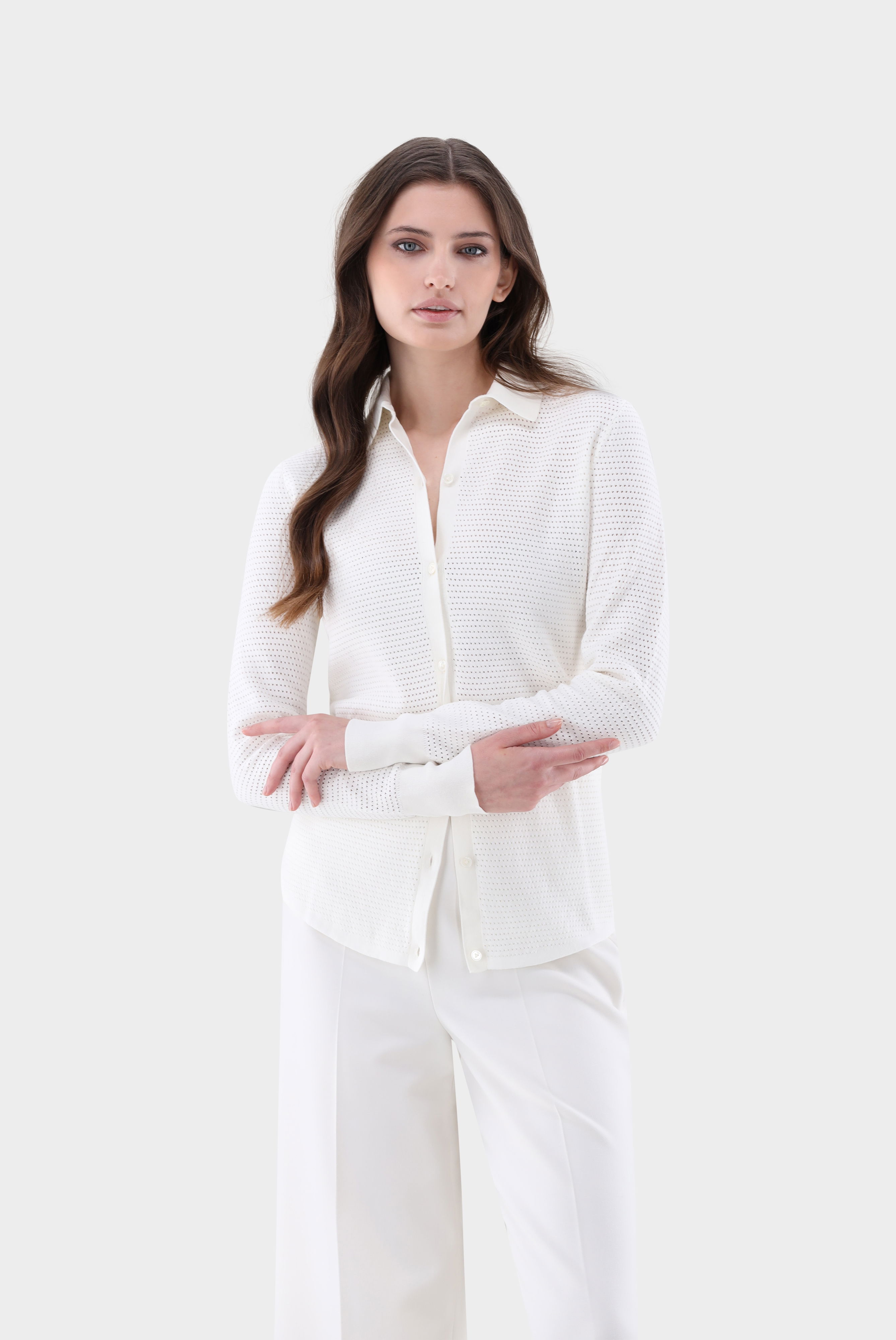 Bluse mit Retro Struktur aus Air Cotton