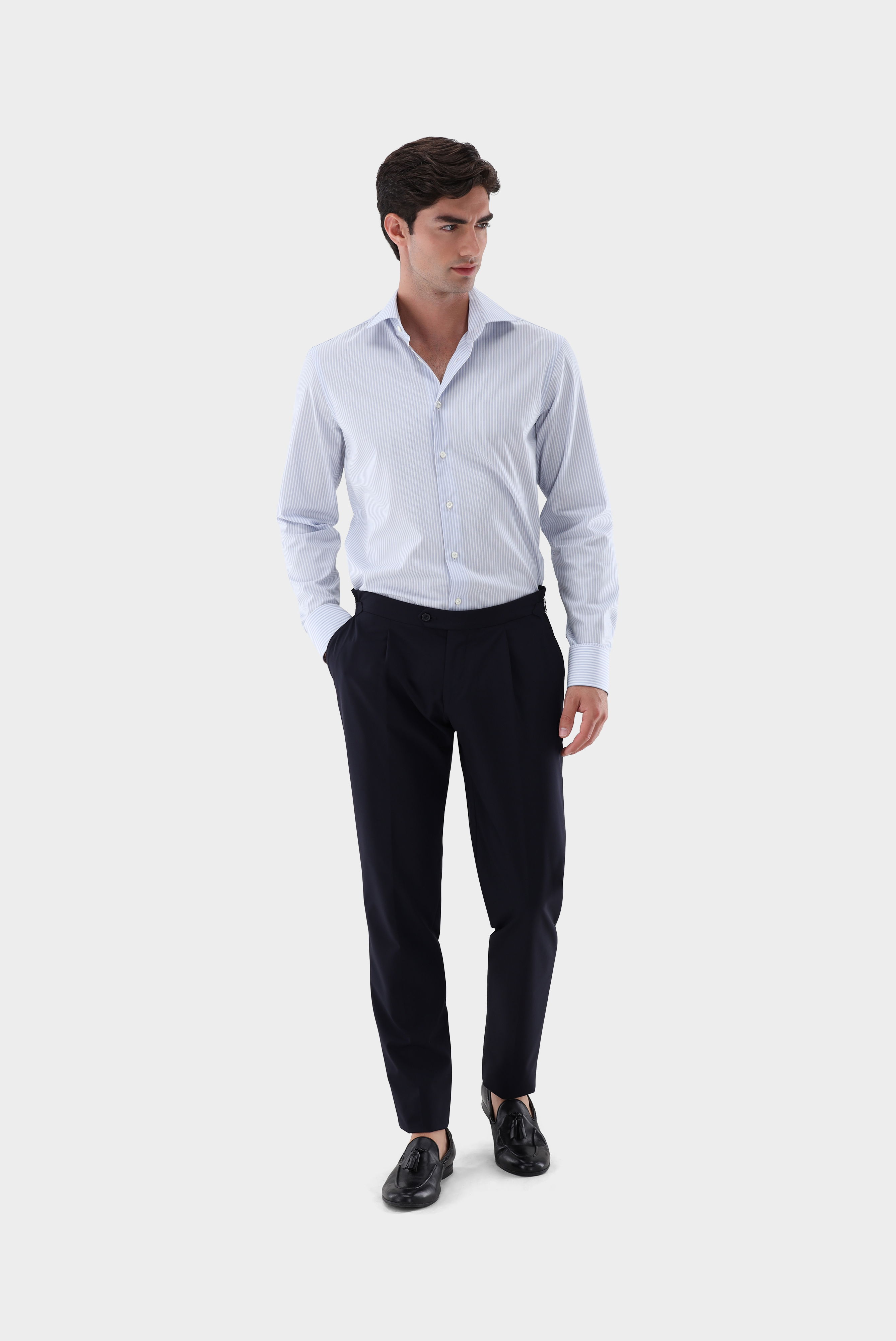 Gestreiftes Dobby Businesshemd Slim Fit günstig online kaufen