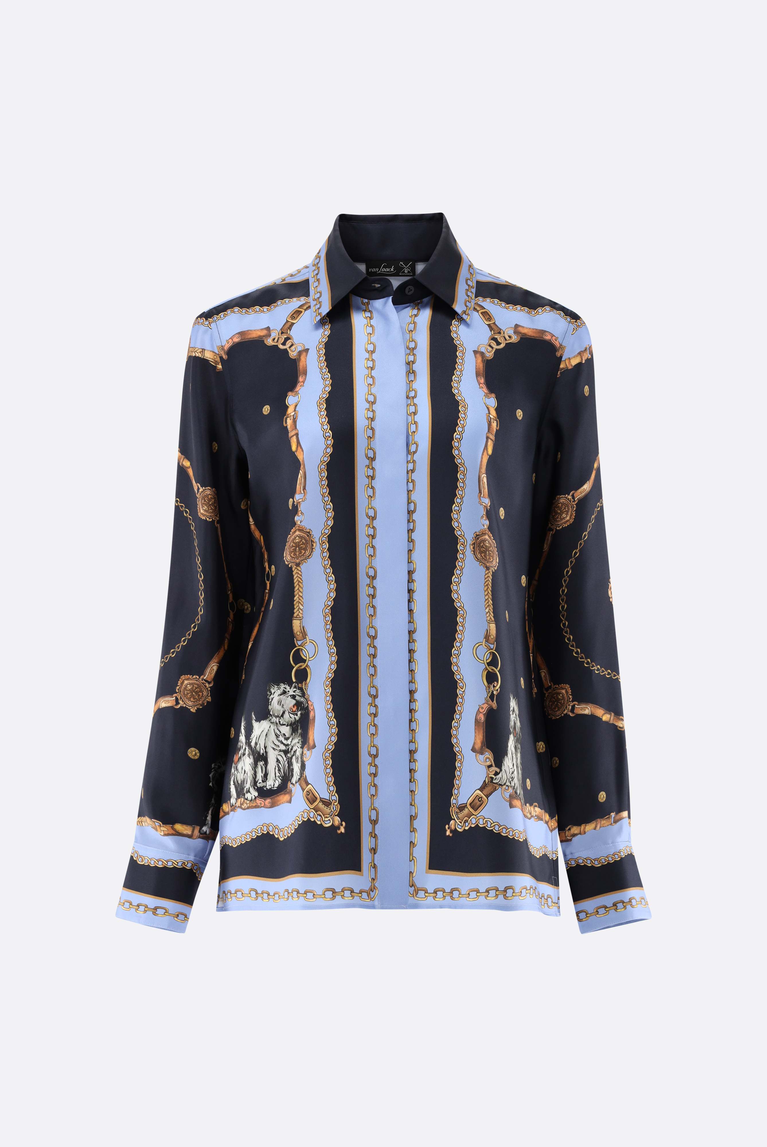 Hemdbluse aus Seide mit platziertem Druck