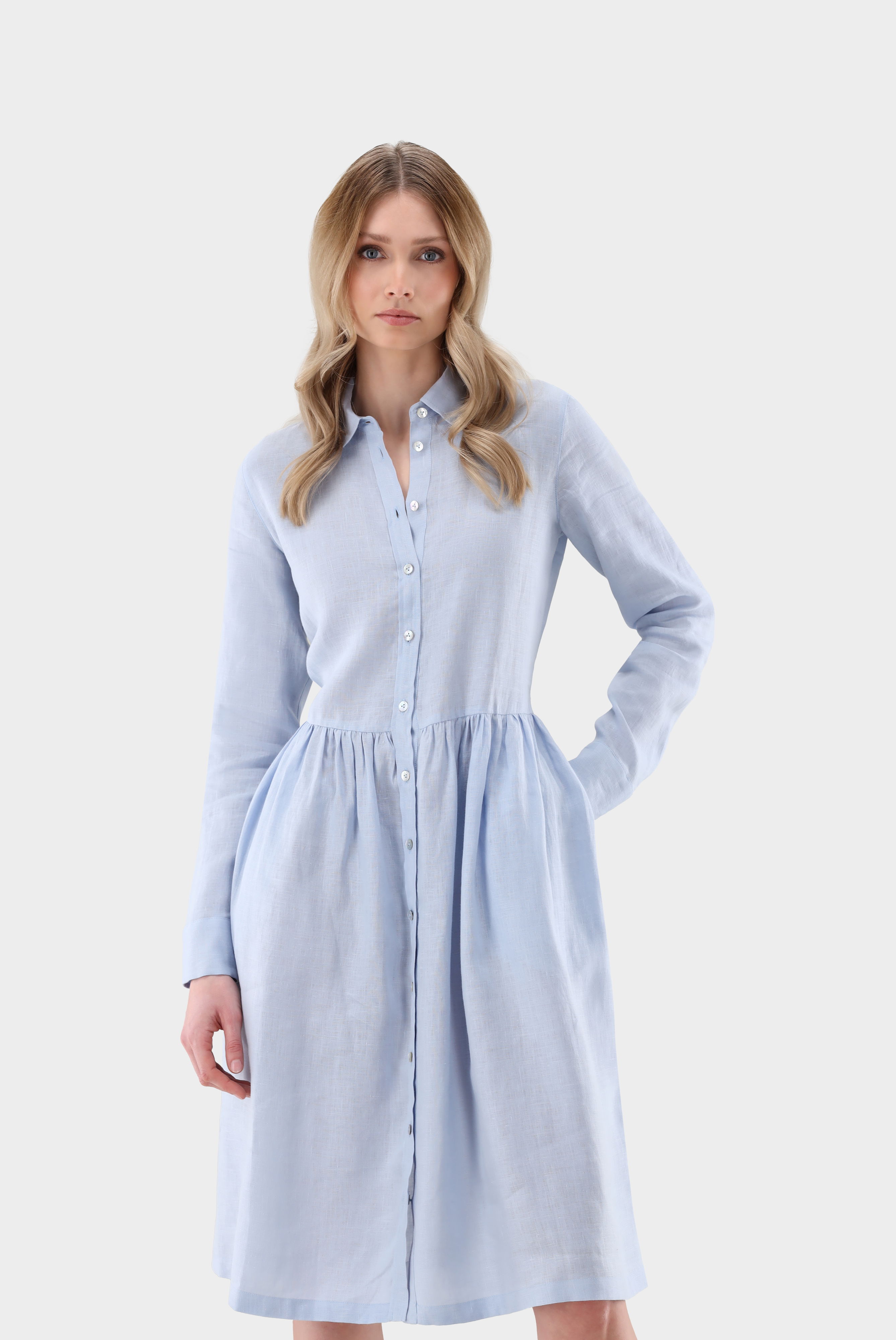 Midi-Hemdblusenkleid aus Leinen