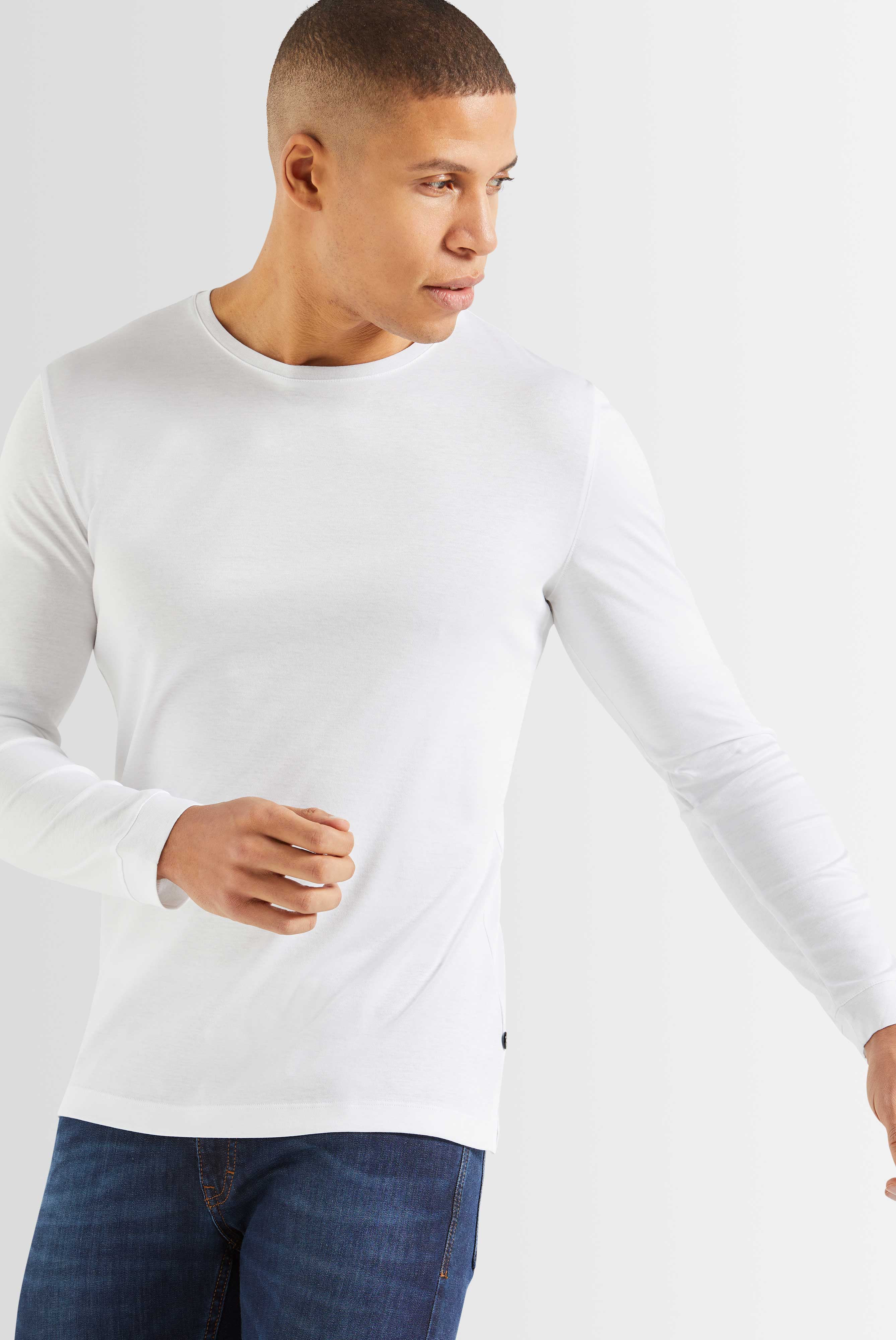 T-Shirt Langarm mit Rundhals Slim Fit