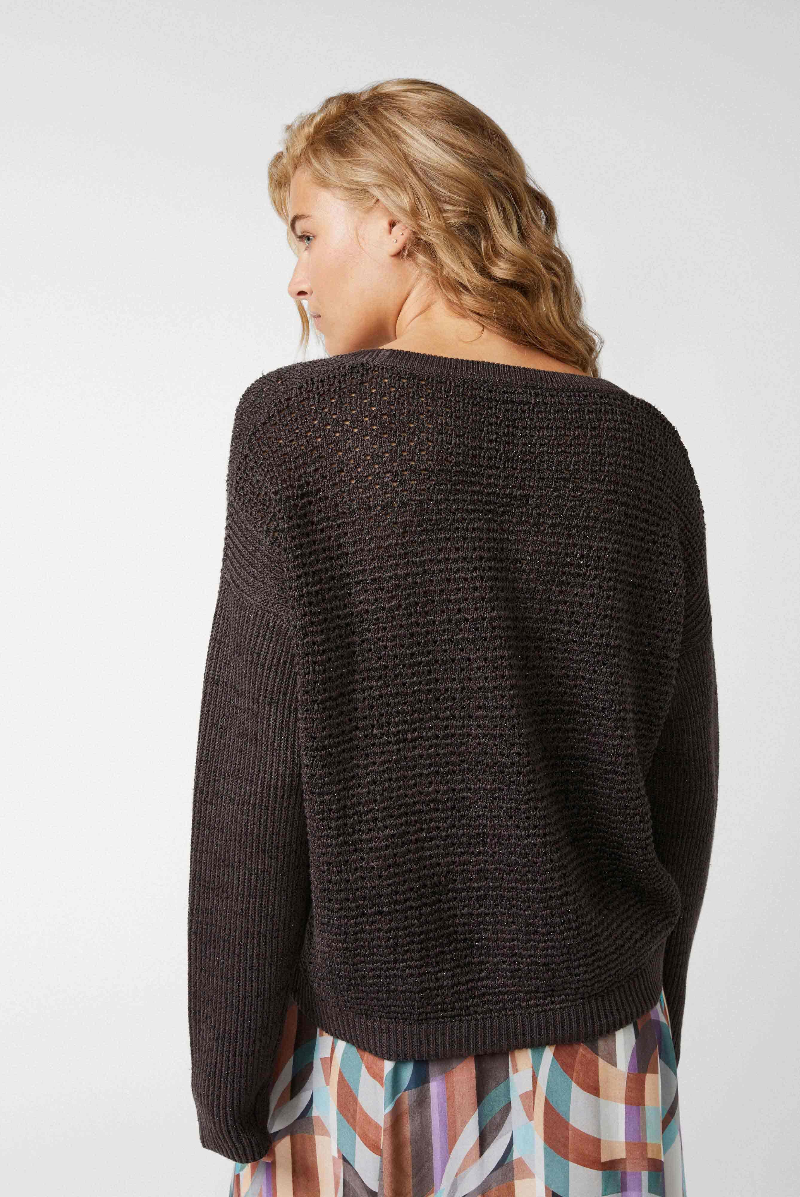 Sweaters & Cardigans+Crew-neck sweater in cotton-linen-lurex blend gray+09.9939..S00202.050.XS