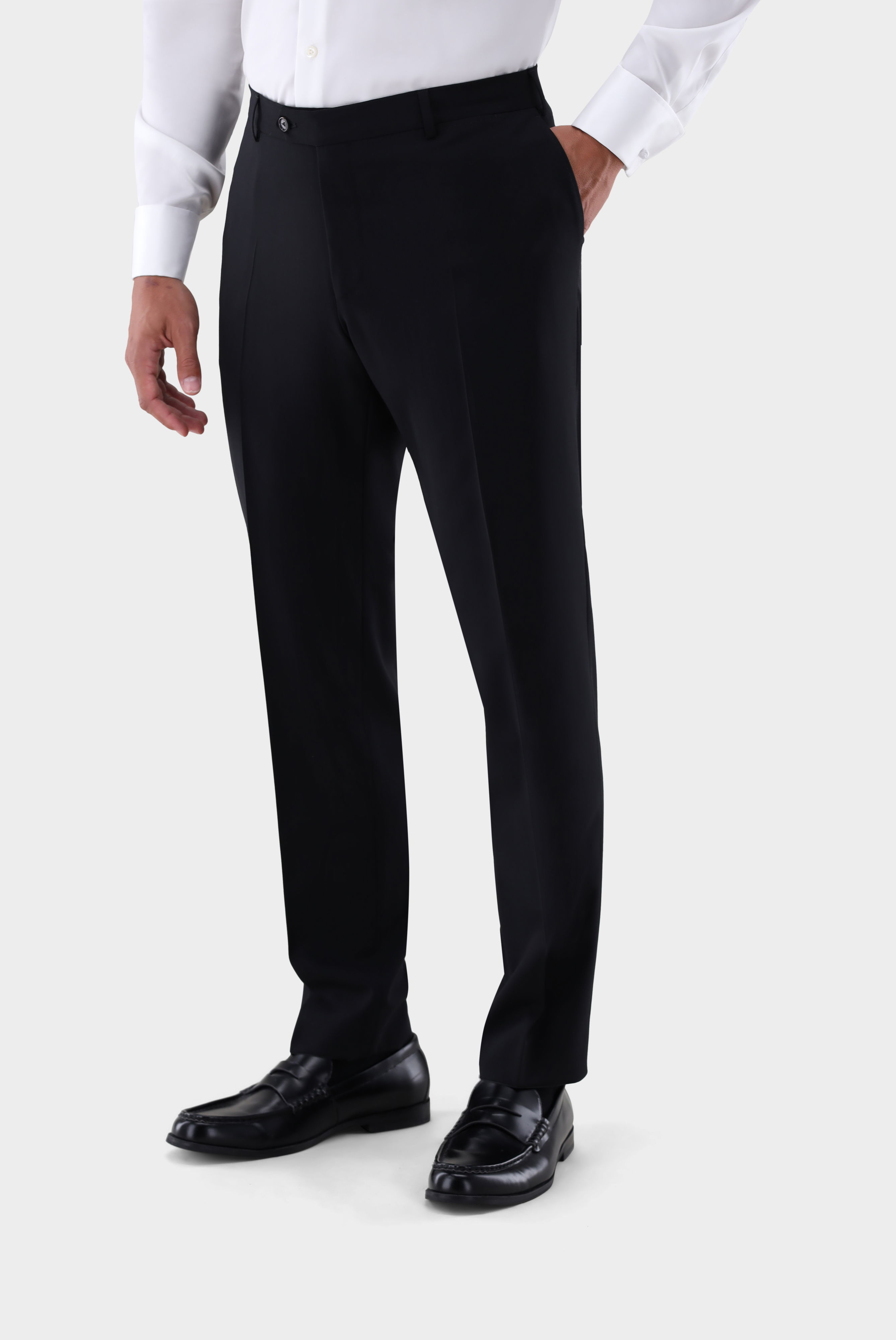 Anzughose aus Schurwolle mit Bügelfalten