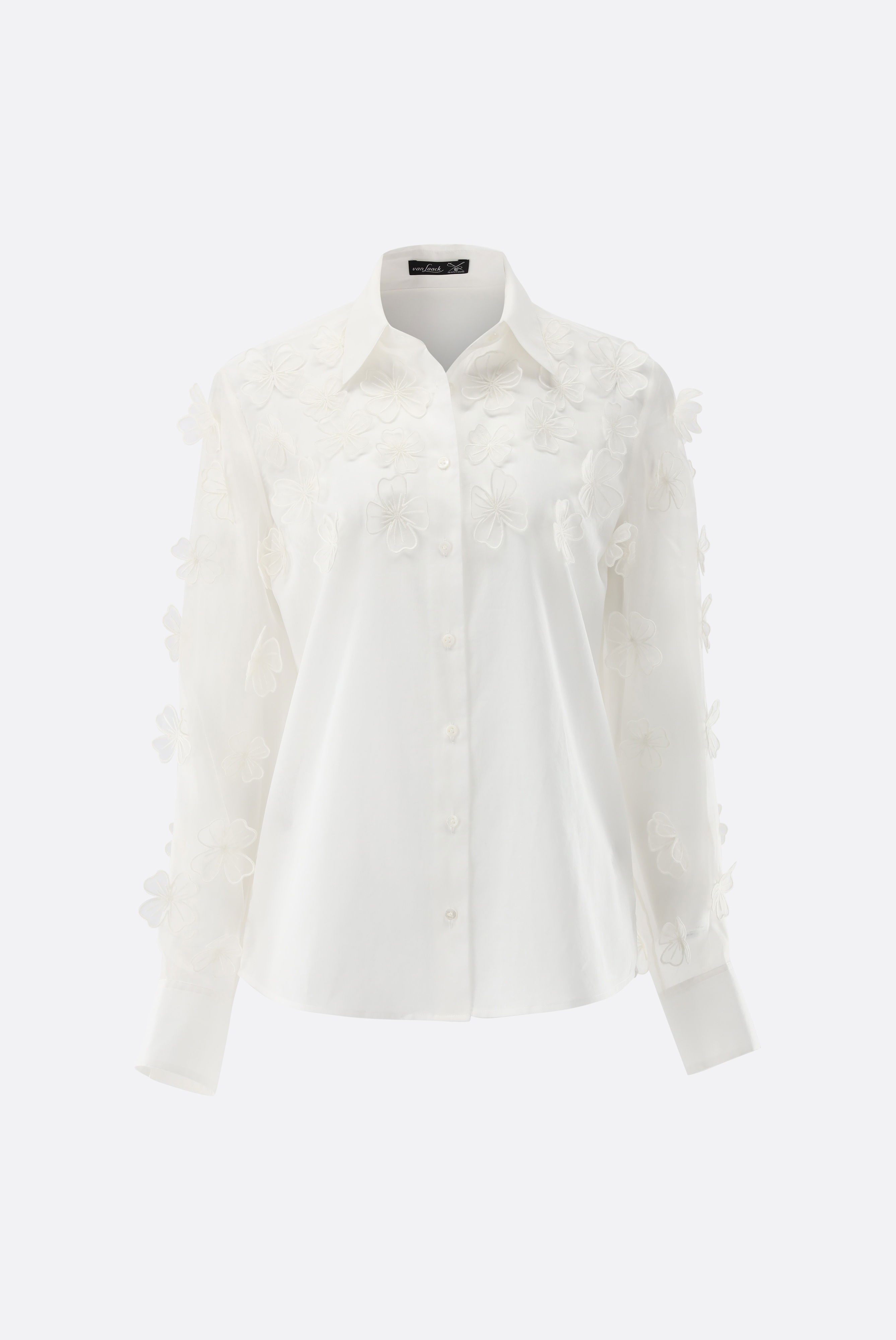 Hemdbluse mit 3D-Blumen