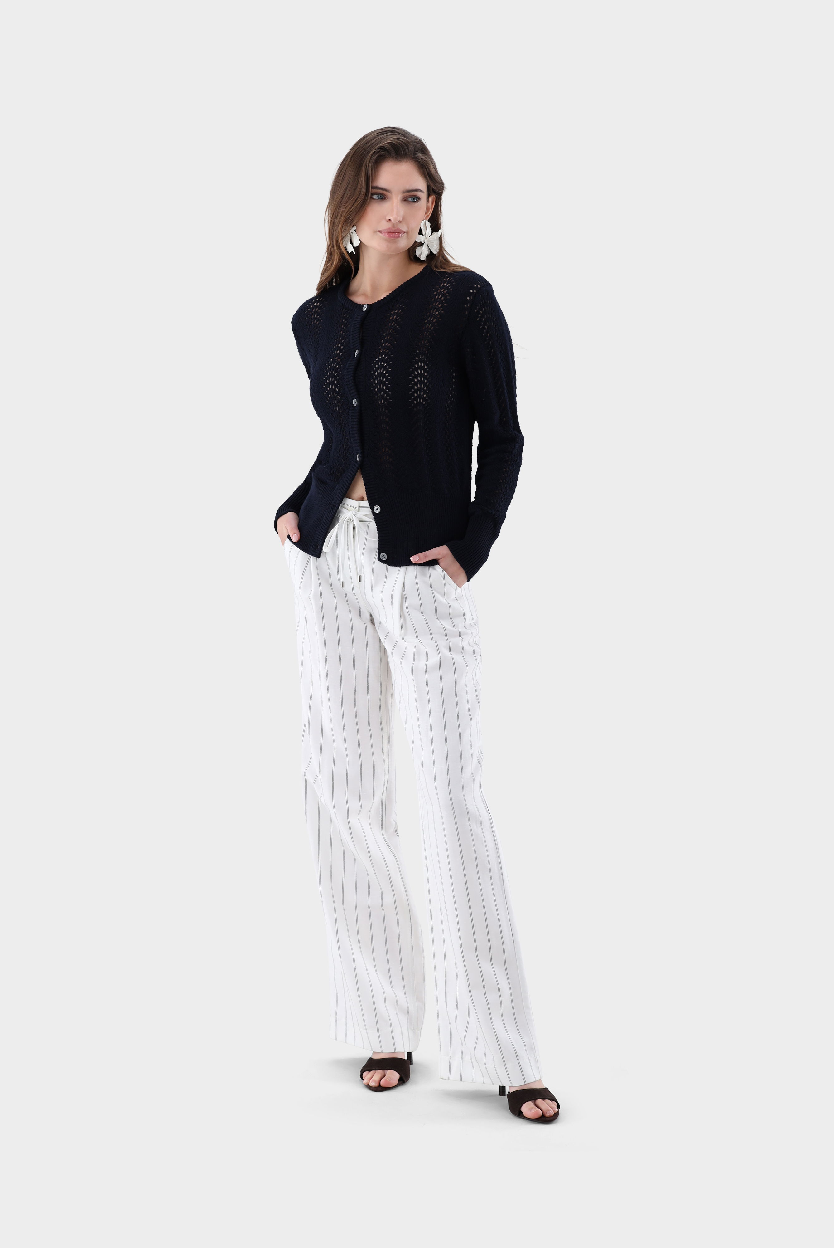 Strickjacke aus Ajoure Strick mit Kaschmir günstig online kaufen