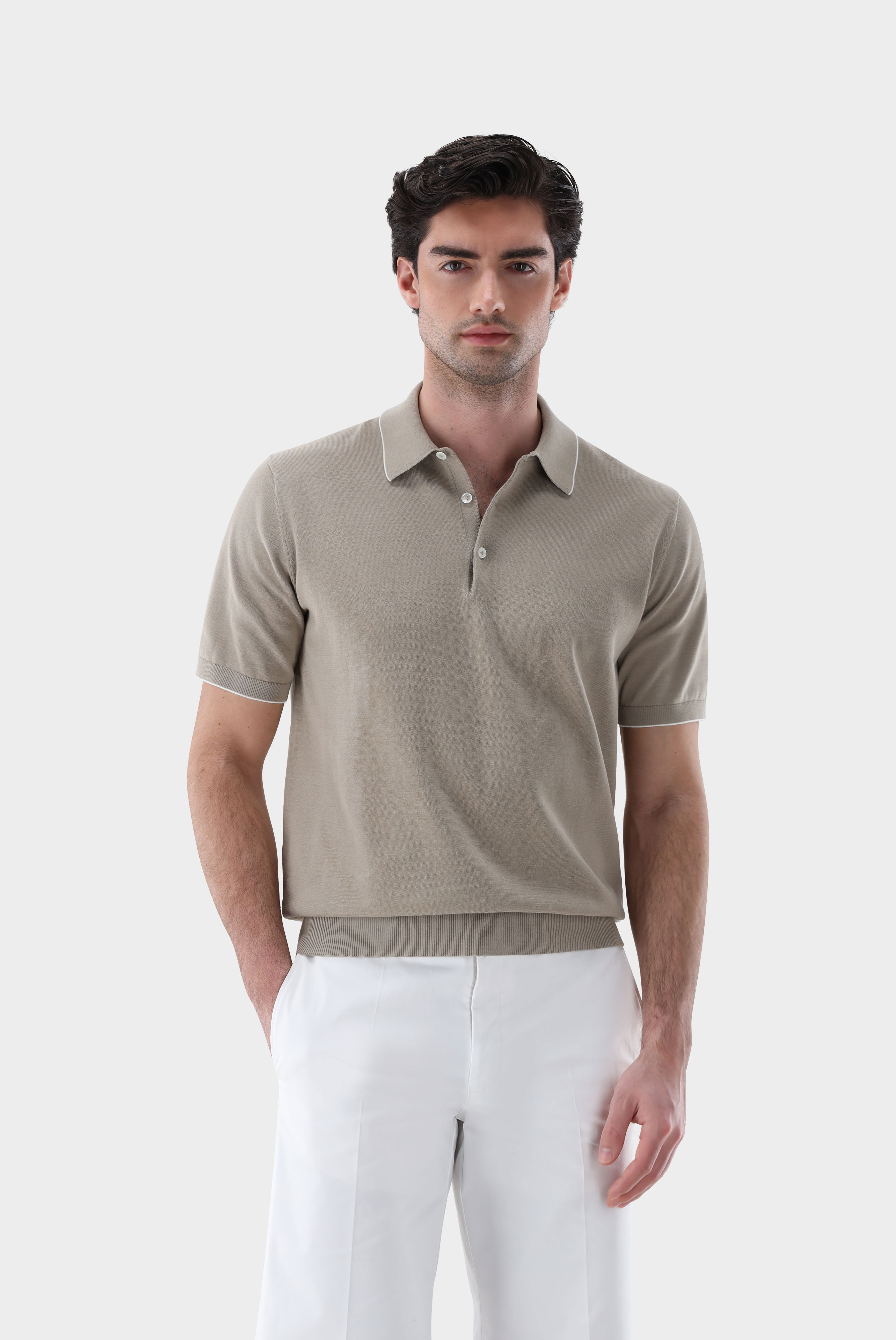 Strick Poloshirt mit Detail aus Air Cotton
