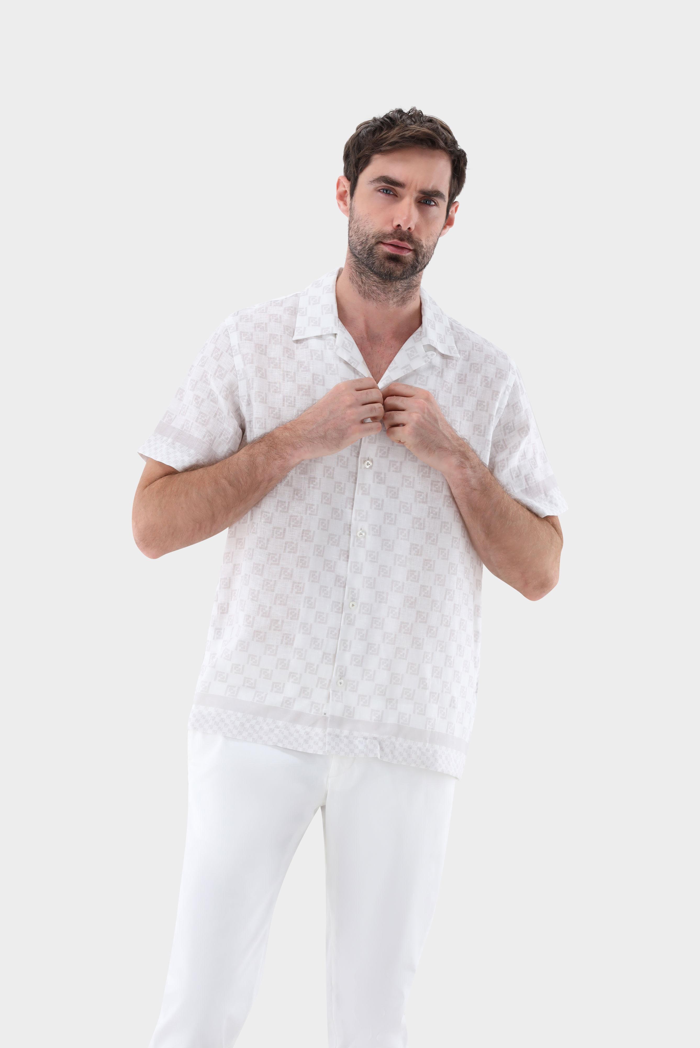 Kurzarmhemd mit Reverskragen und Geometrischem Druck