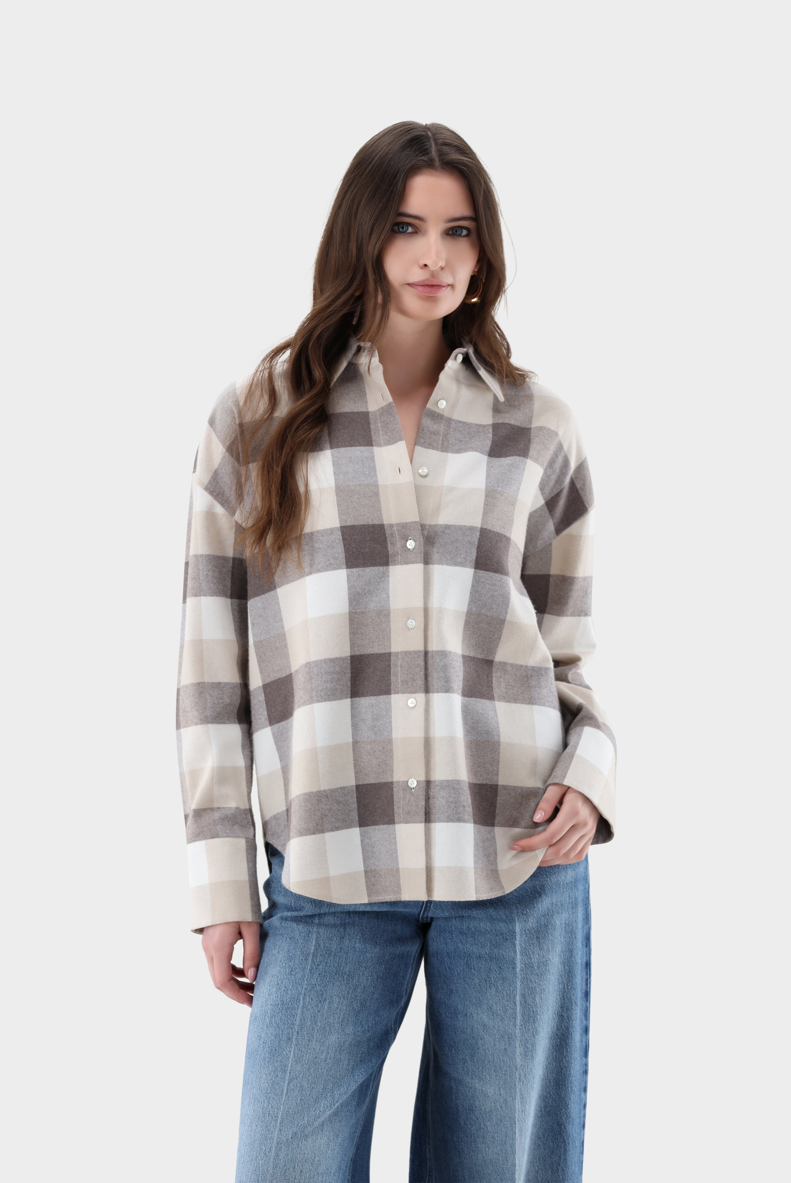 Flannel shirt-blouse plaid