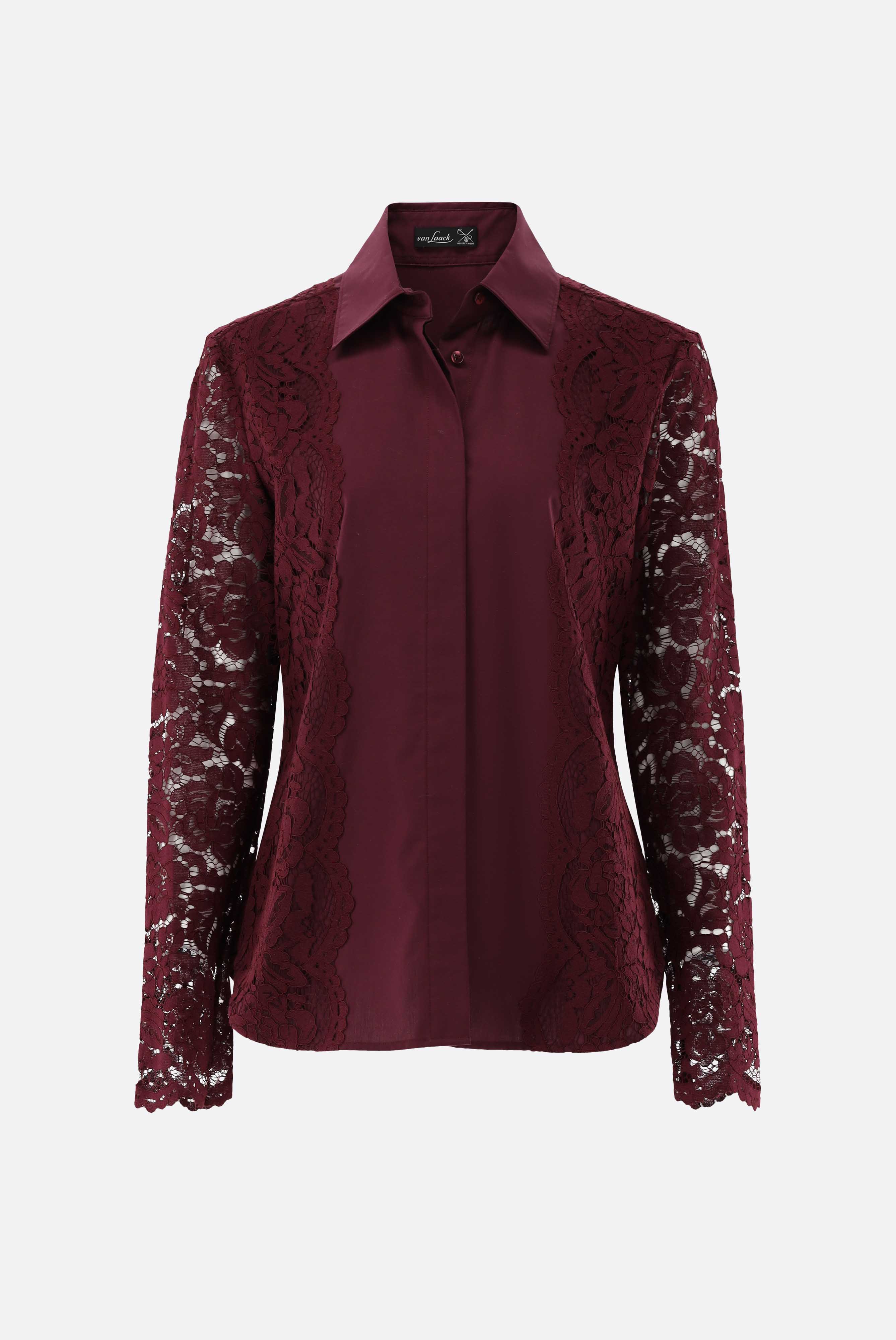 Hemdbluse mit Spitzenärmeln