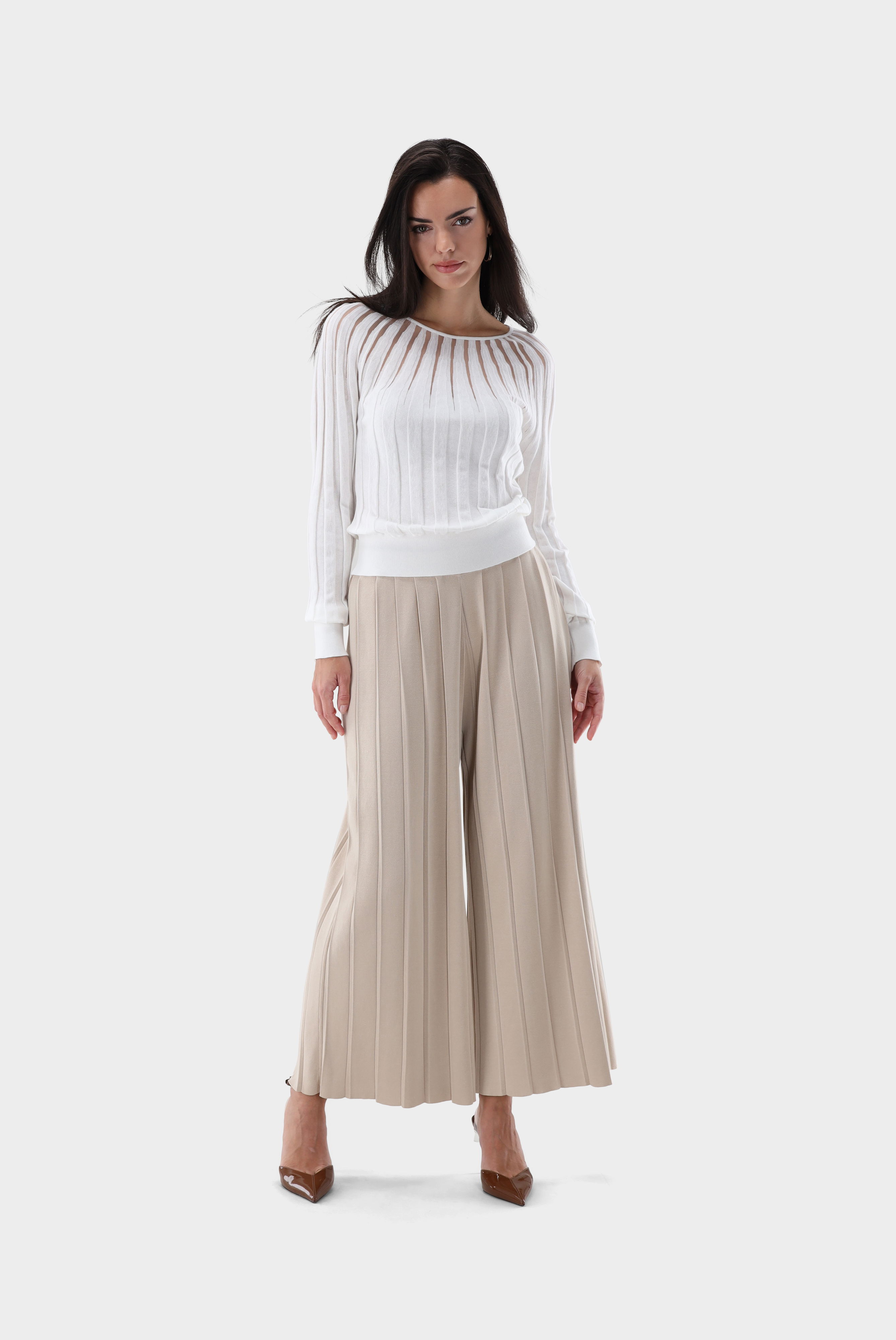 Rundhalspullover mit transparenten Details günstig online kaufen