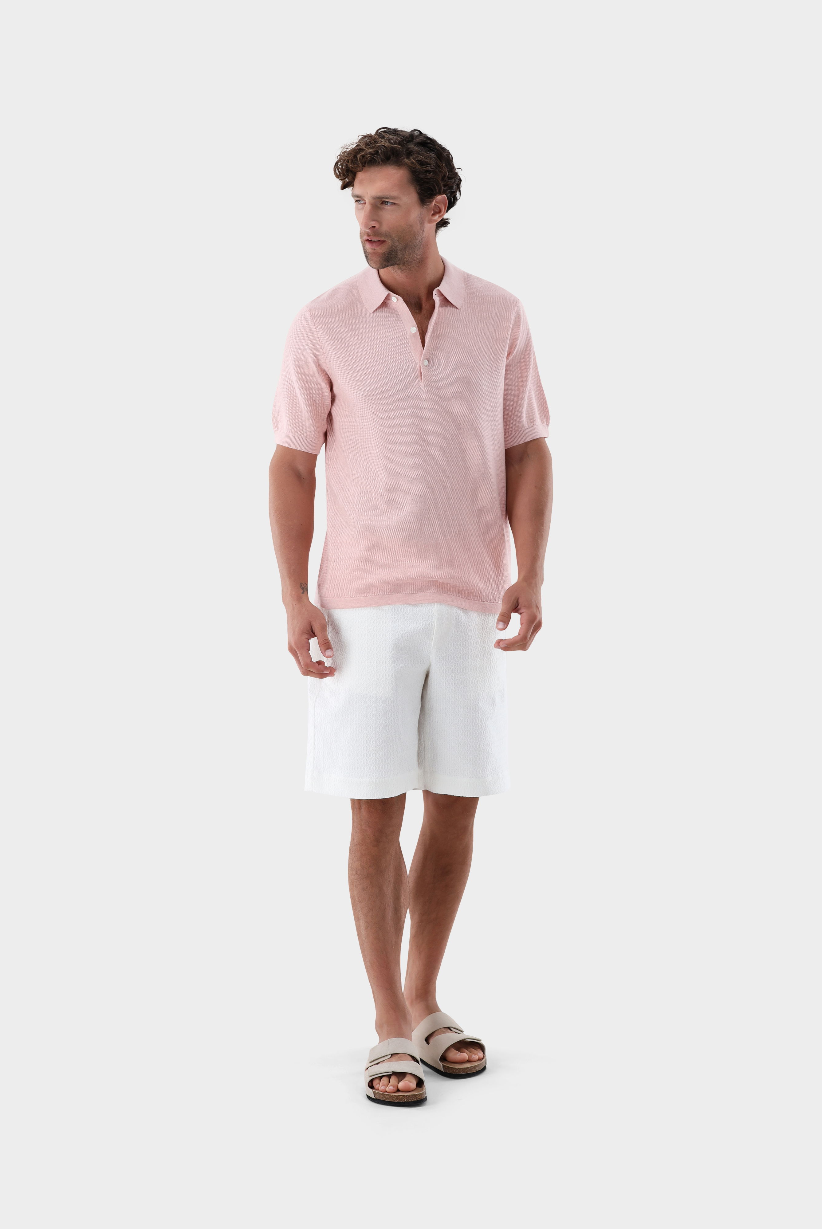 Strick-Poloshirt mit Reiskorn Optik günstig online kaufen