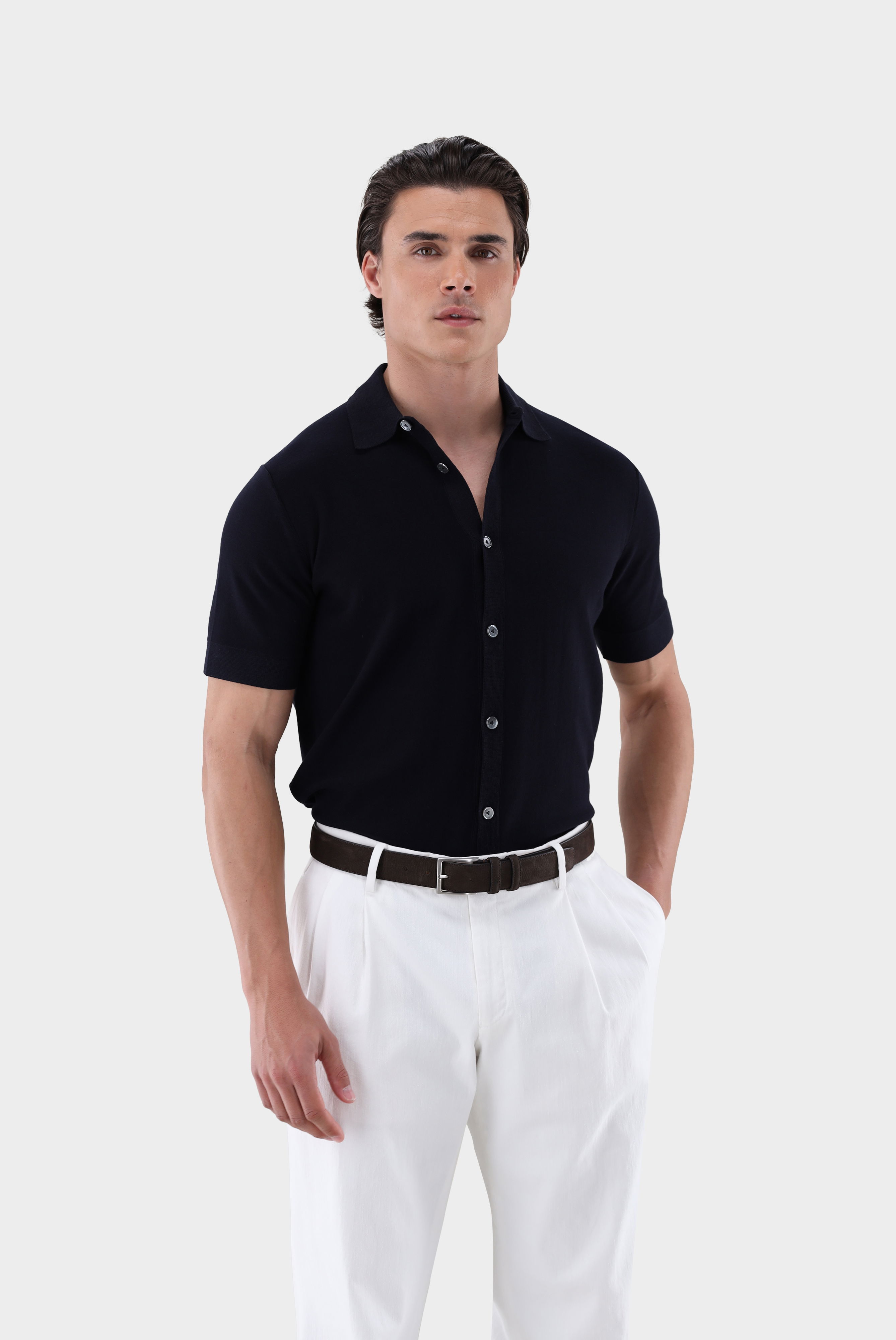 Strickhemd mit kurzarm aus Air Cotton