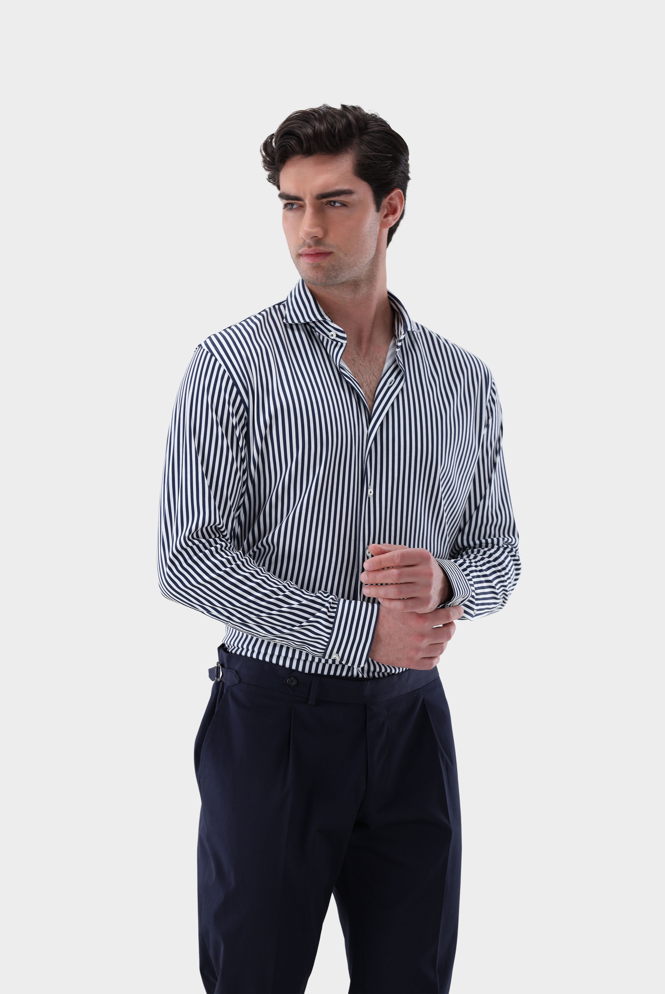 Jerseyhemd aus Schweizer Baumwolle mit Streifendruck