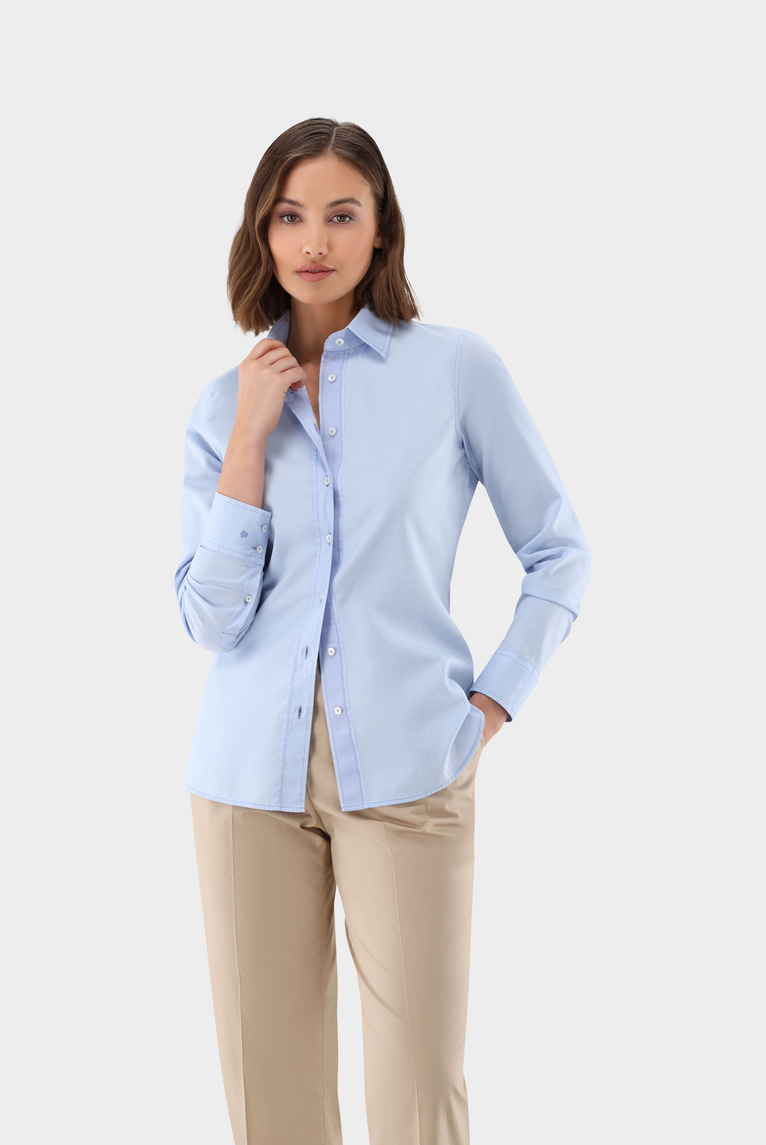 Fitted Shirt Blouse in Cotton Stretch