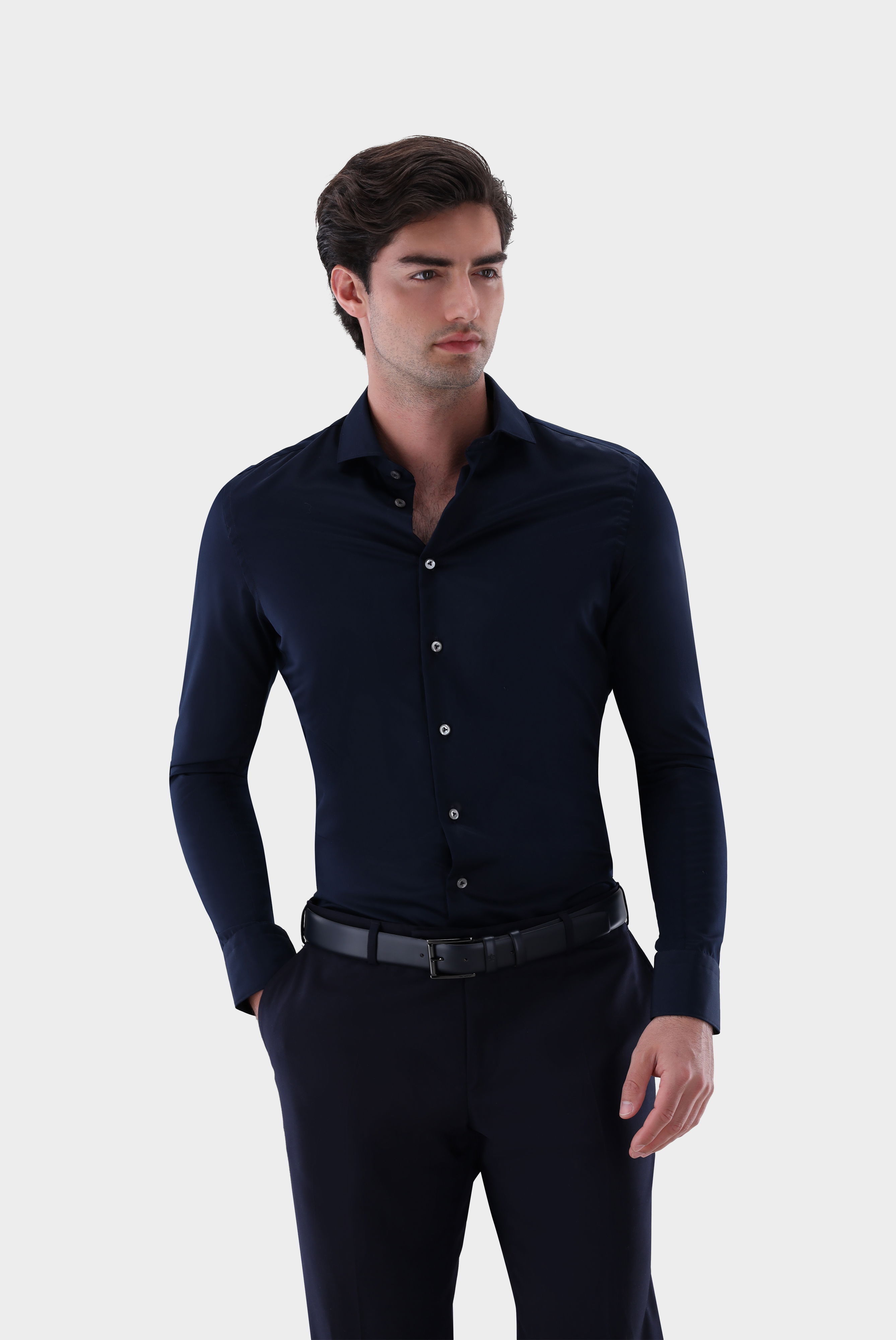 Hybridshirt Bügelfrei mit Jerseyeinsatz Slim Fit