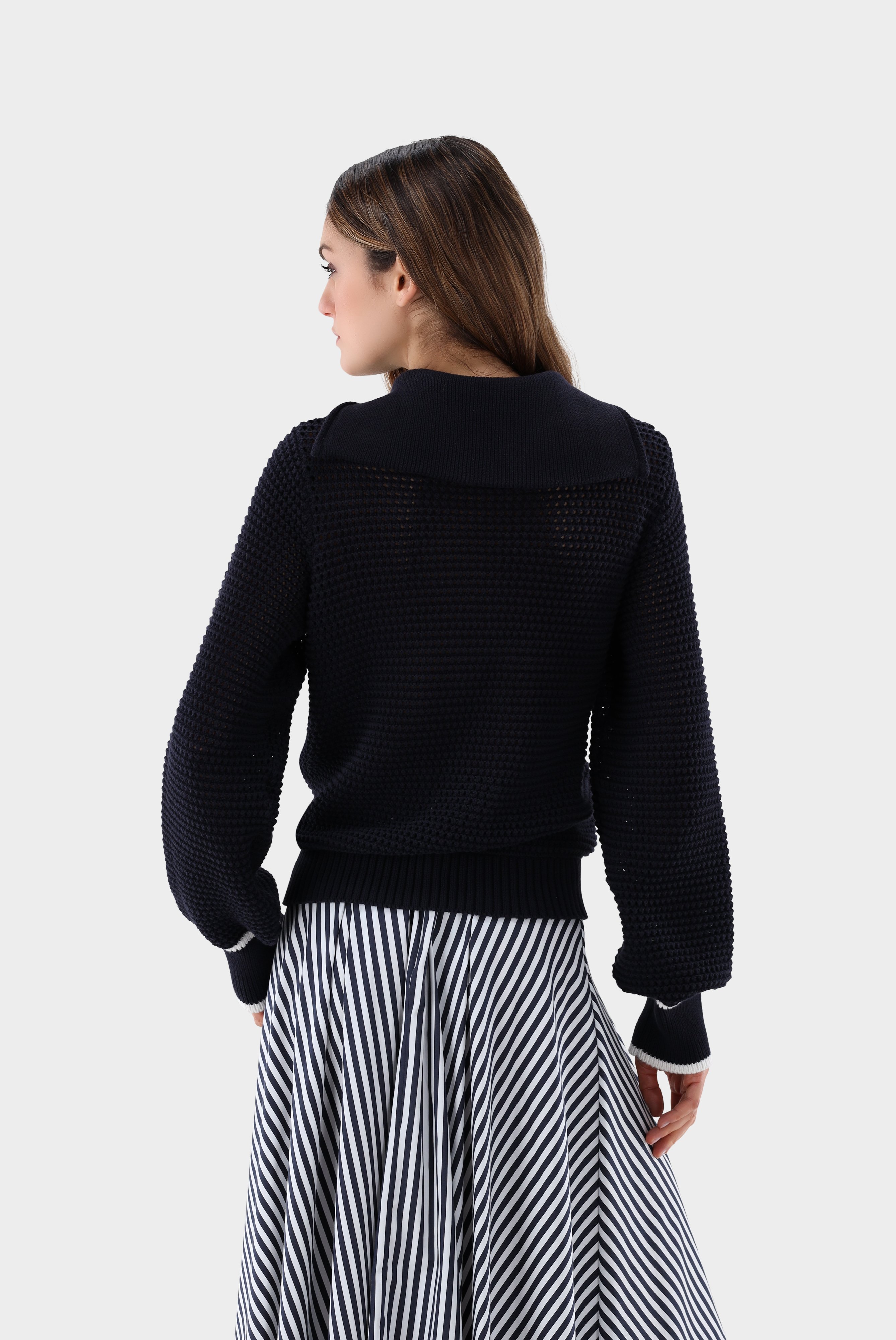 Sweaters & Cardigans+Structured cotton troyer+09.9760..S00260.790.XS