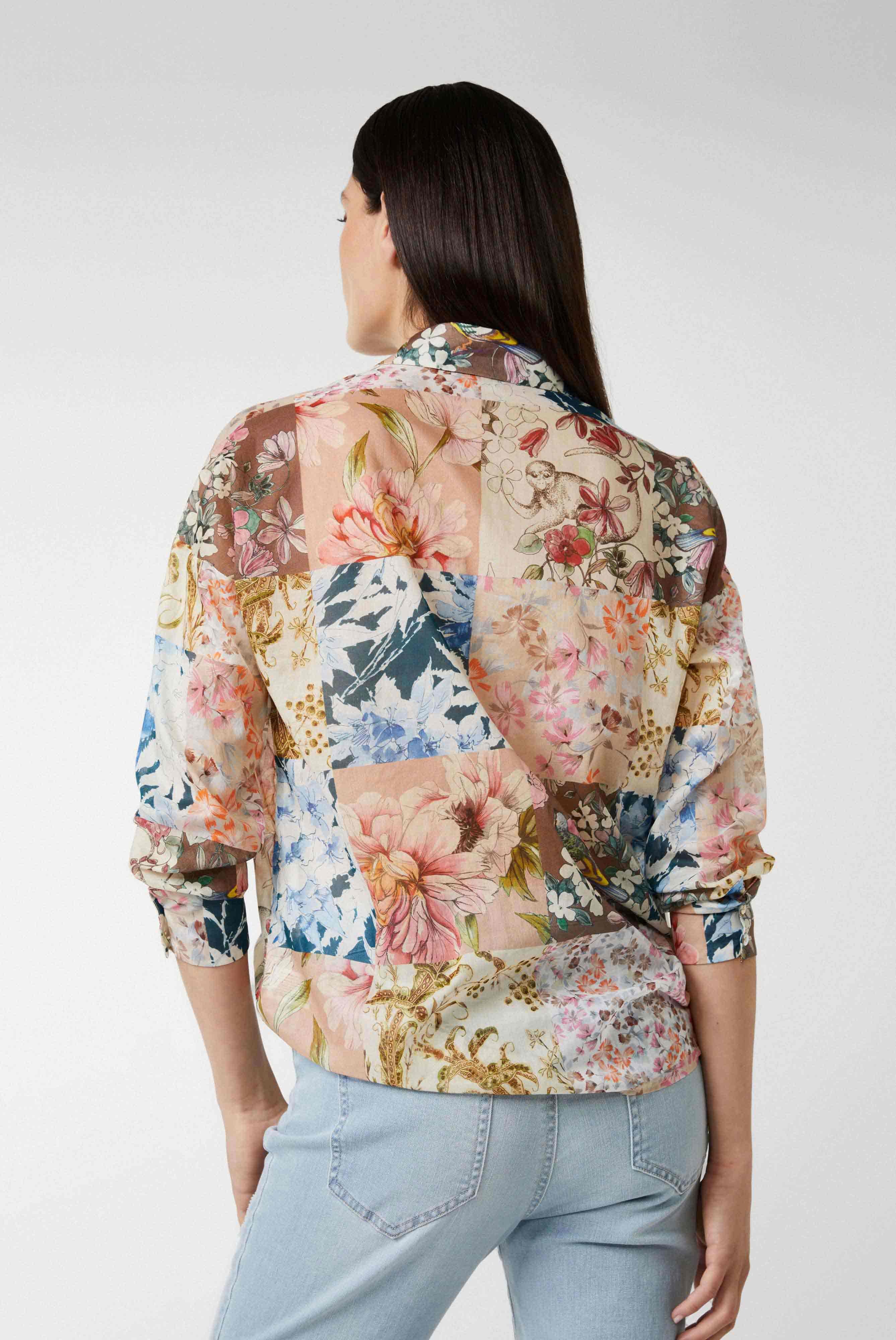 Casual Blouses+Shirt Blouse with Patchwork Flowerprint+05.521N.07.170157.115.34