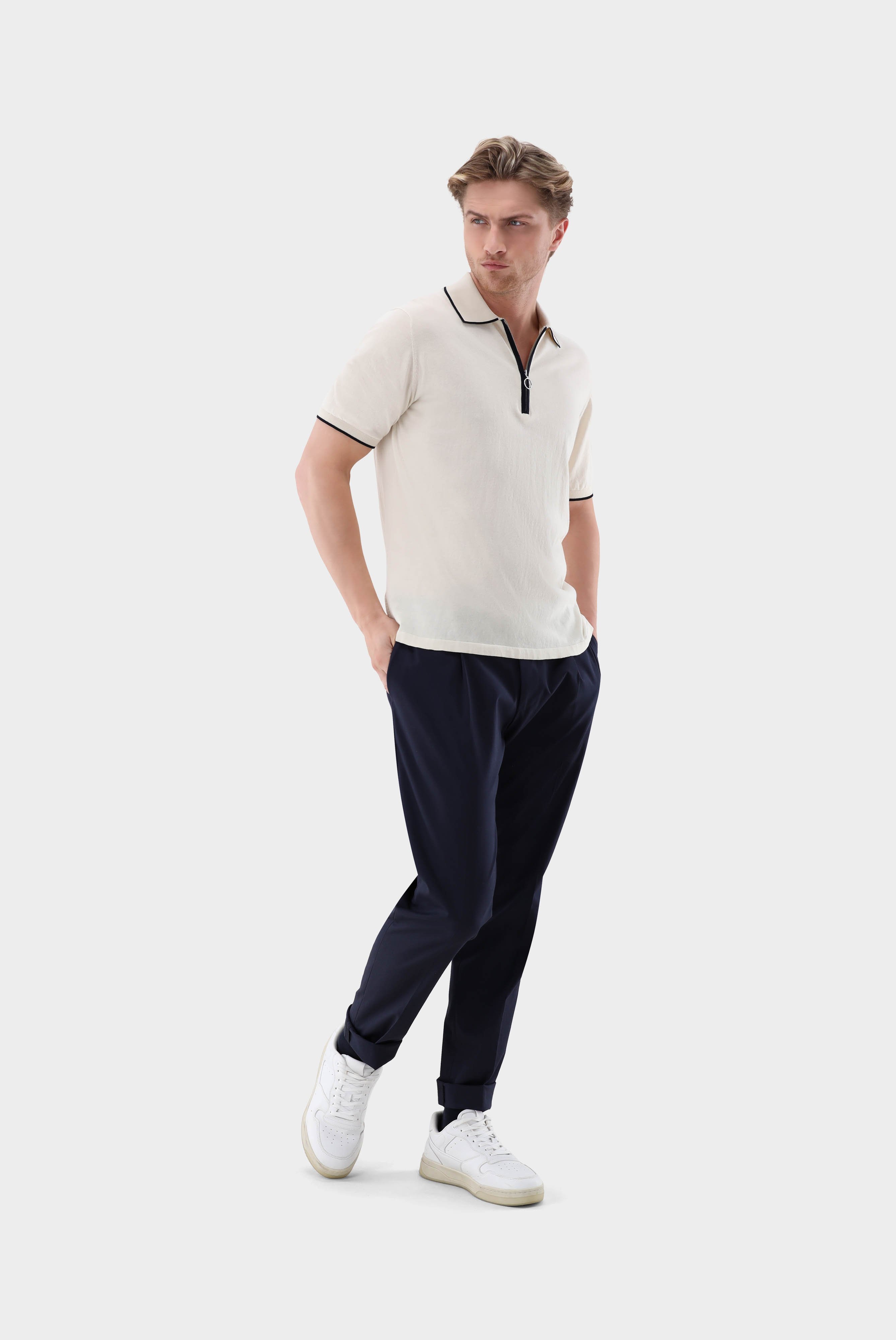 Poloshirts+Zip Knit-Polo in Air Cotton+82.8647.S7.S00174.120.S