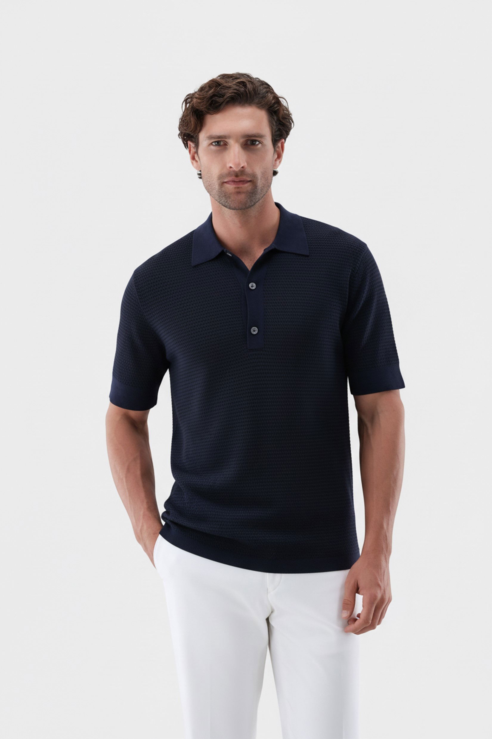 Strick Polo mit Retro Struktur