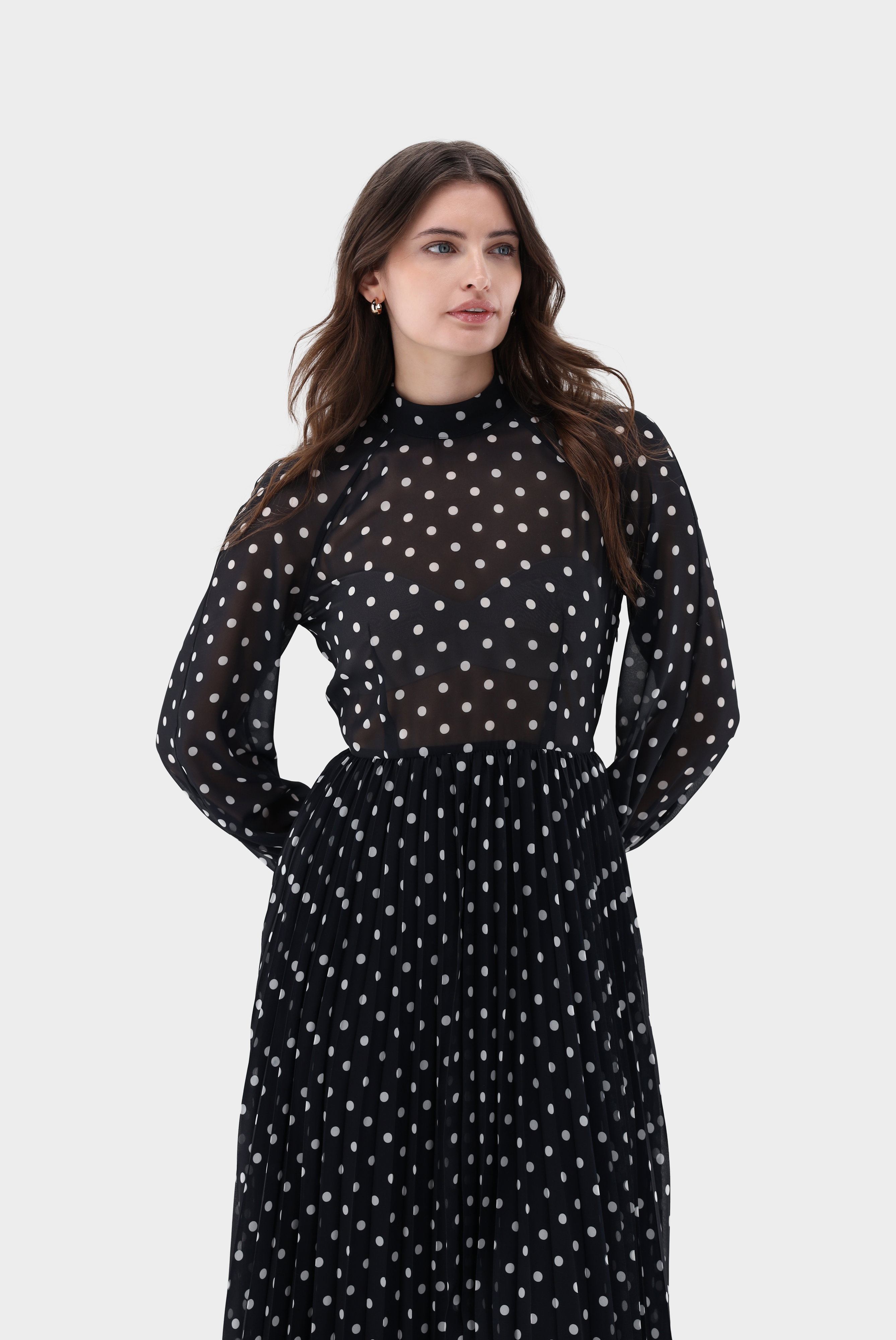 Midi-Kleid mit Tupfen-Print