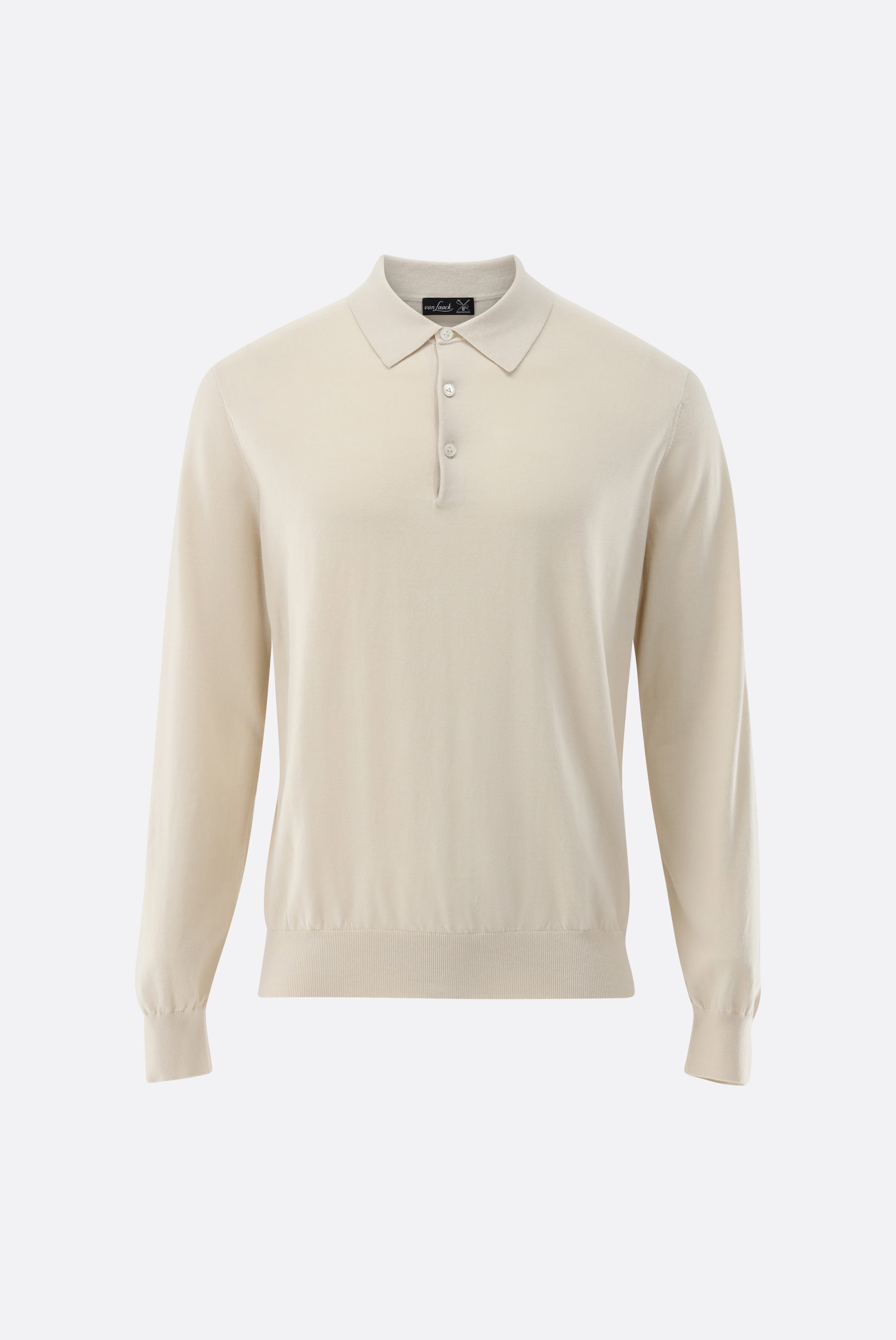 Langarm Strick-Poloshirt mit Baumwolle und Seide