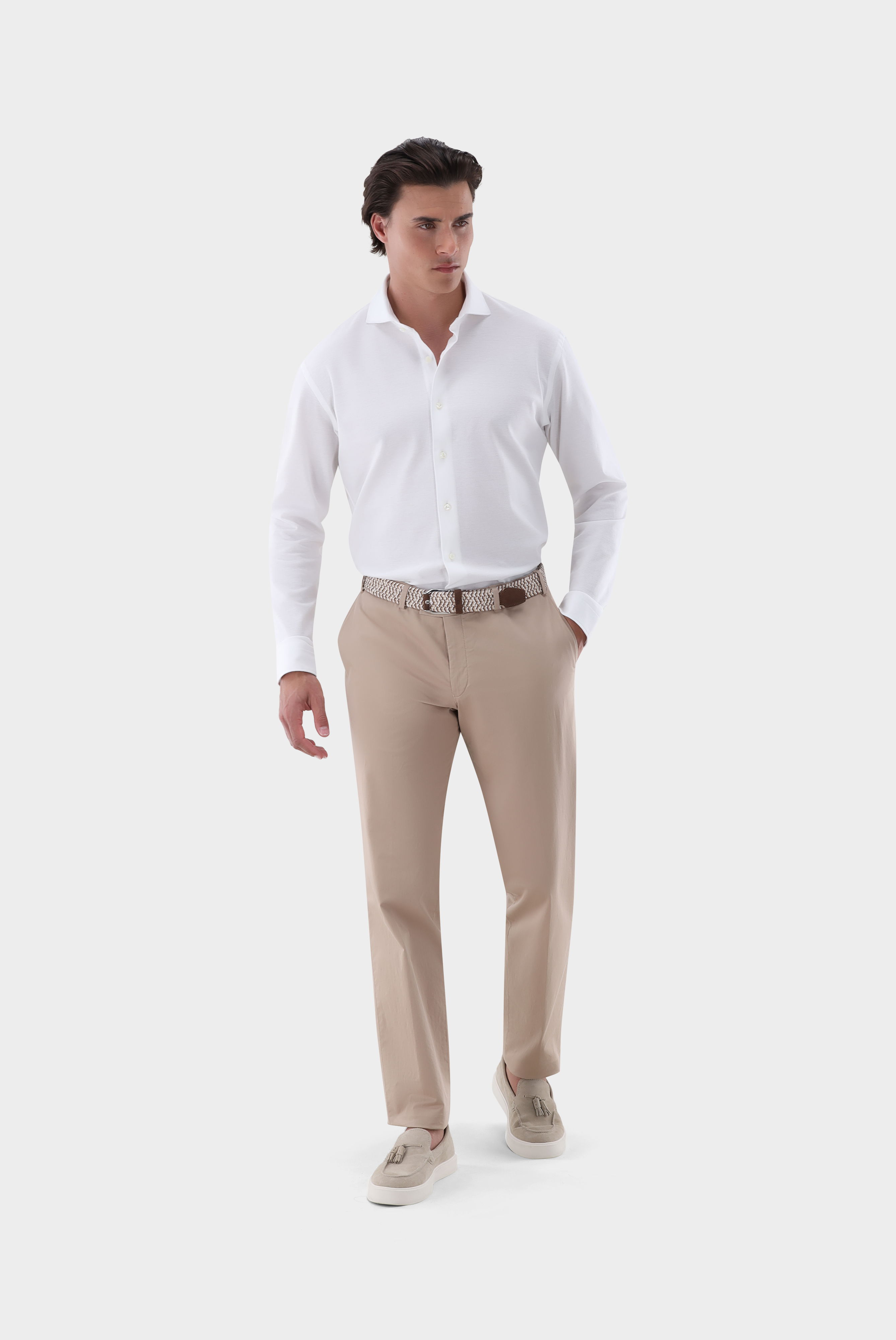 Jersey Hemd mit Piqué Struktur Tailor Fit günstig online kaufen
