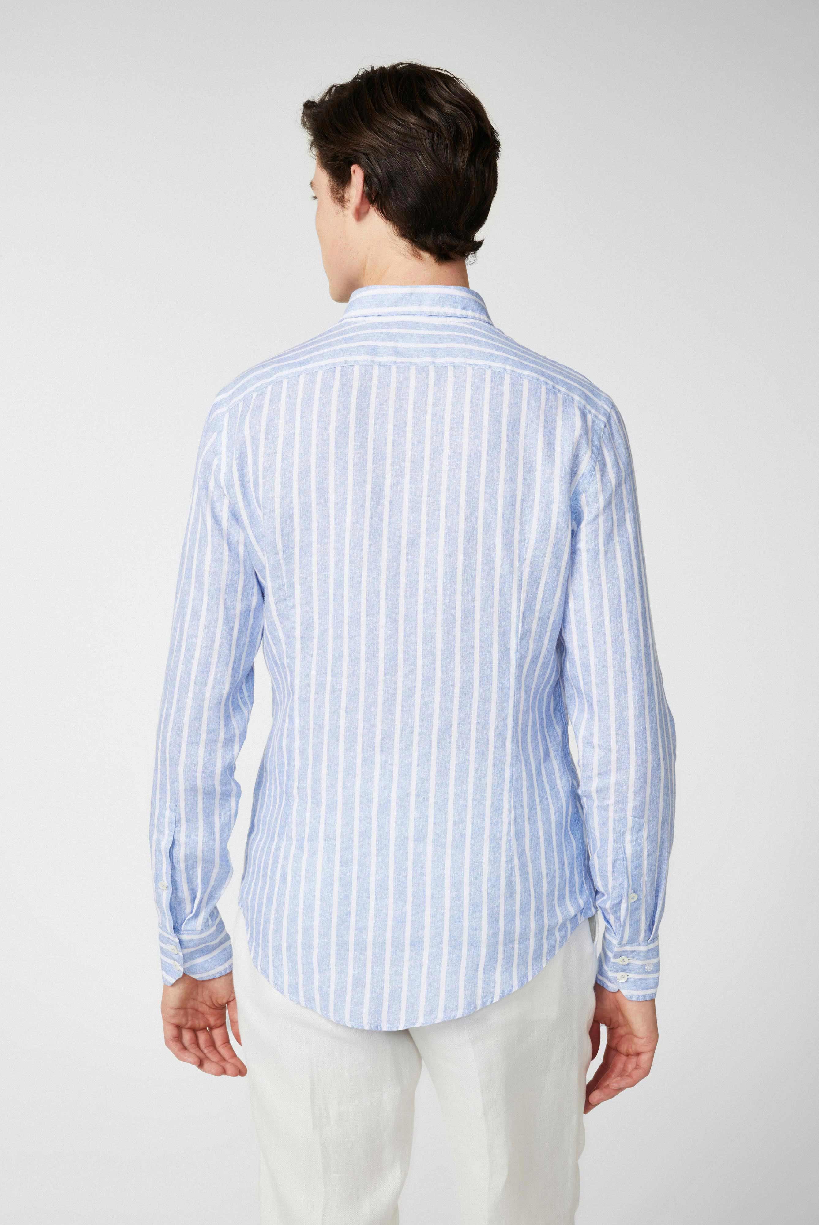 Casual Shirts+Linen button-down hem with stripe print+20.2013.MB.170238.760.40