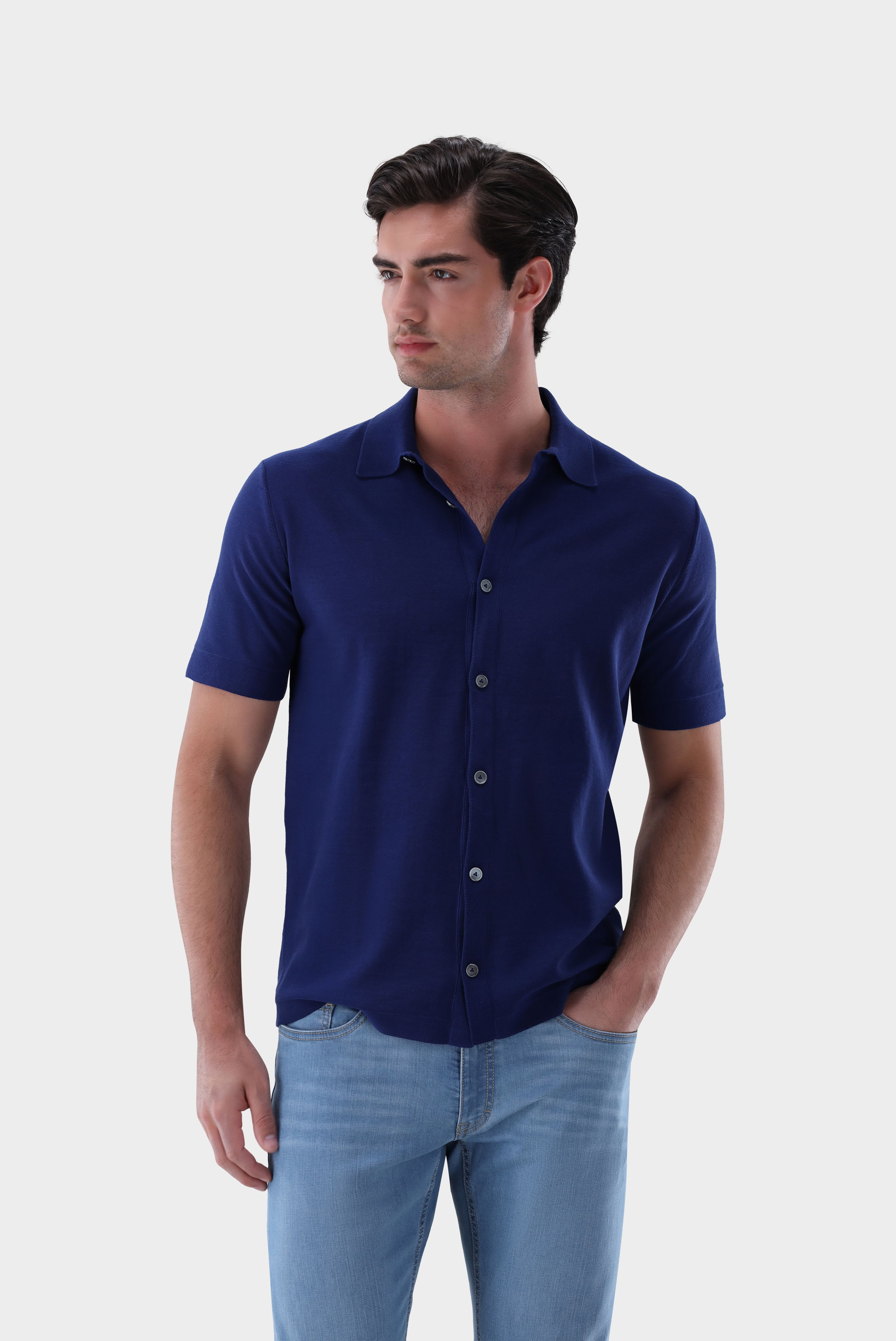 Strickhemd mit kurzarm aus Air Cotton