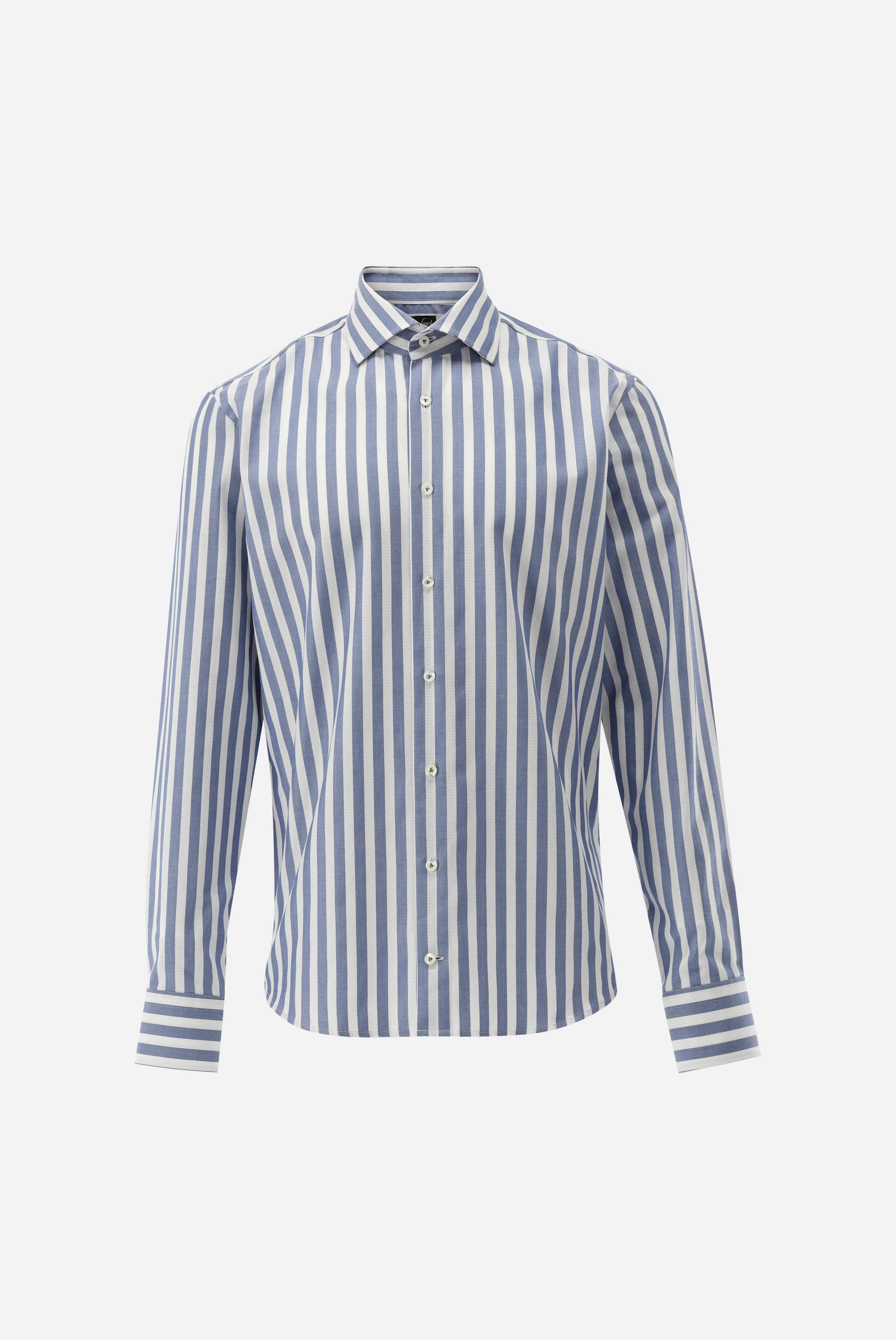 Gestreiftes Hemd mit Korbgeflecht Struktur und Haifischkragen günstig online kaufen