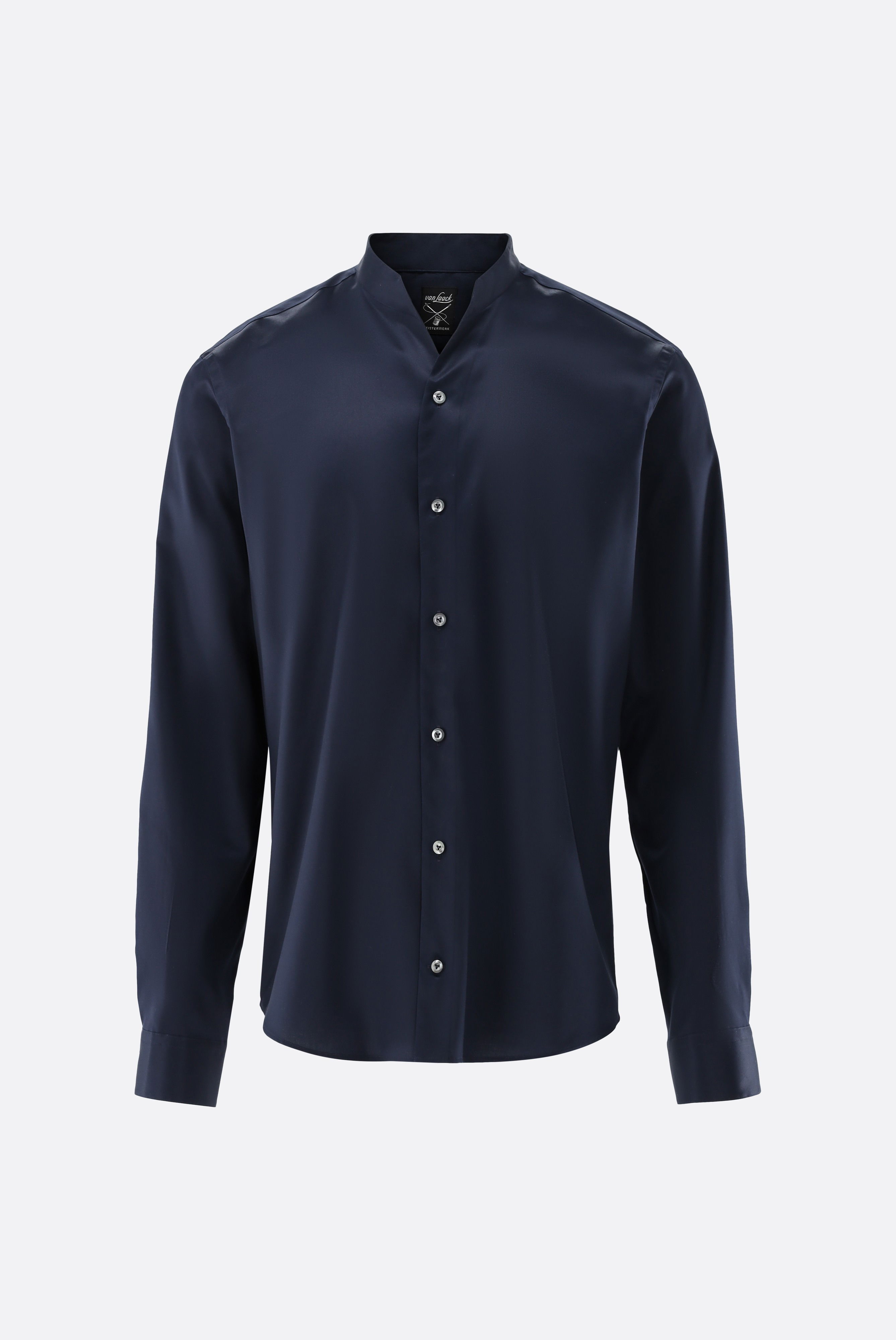 Stehkragenhemd aus bügelfreiem Twill Gewebe