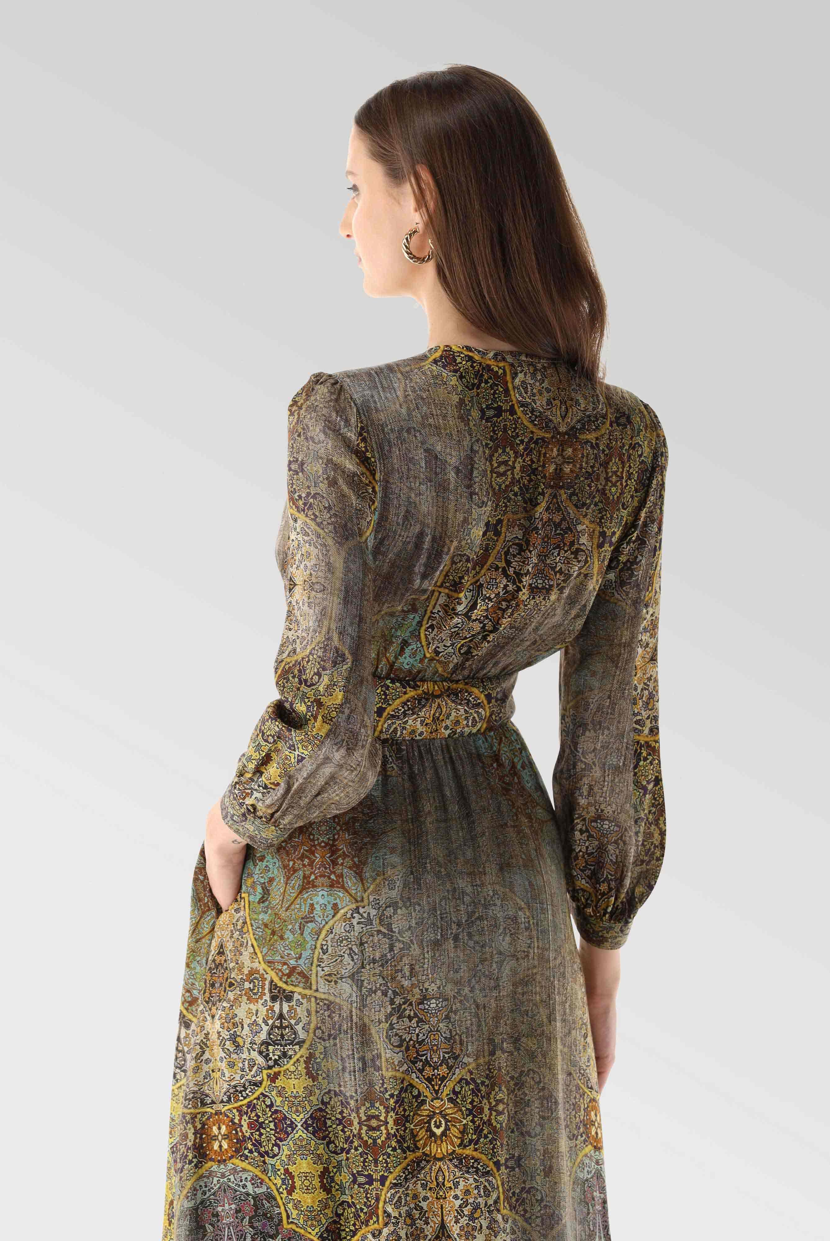 Kleider & Röcke+Maxikleid aus Viskose mit Vintage Druck+05.655F.95.172025.260.36