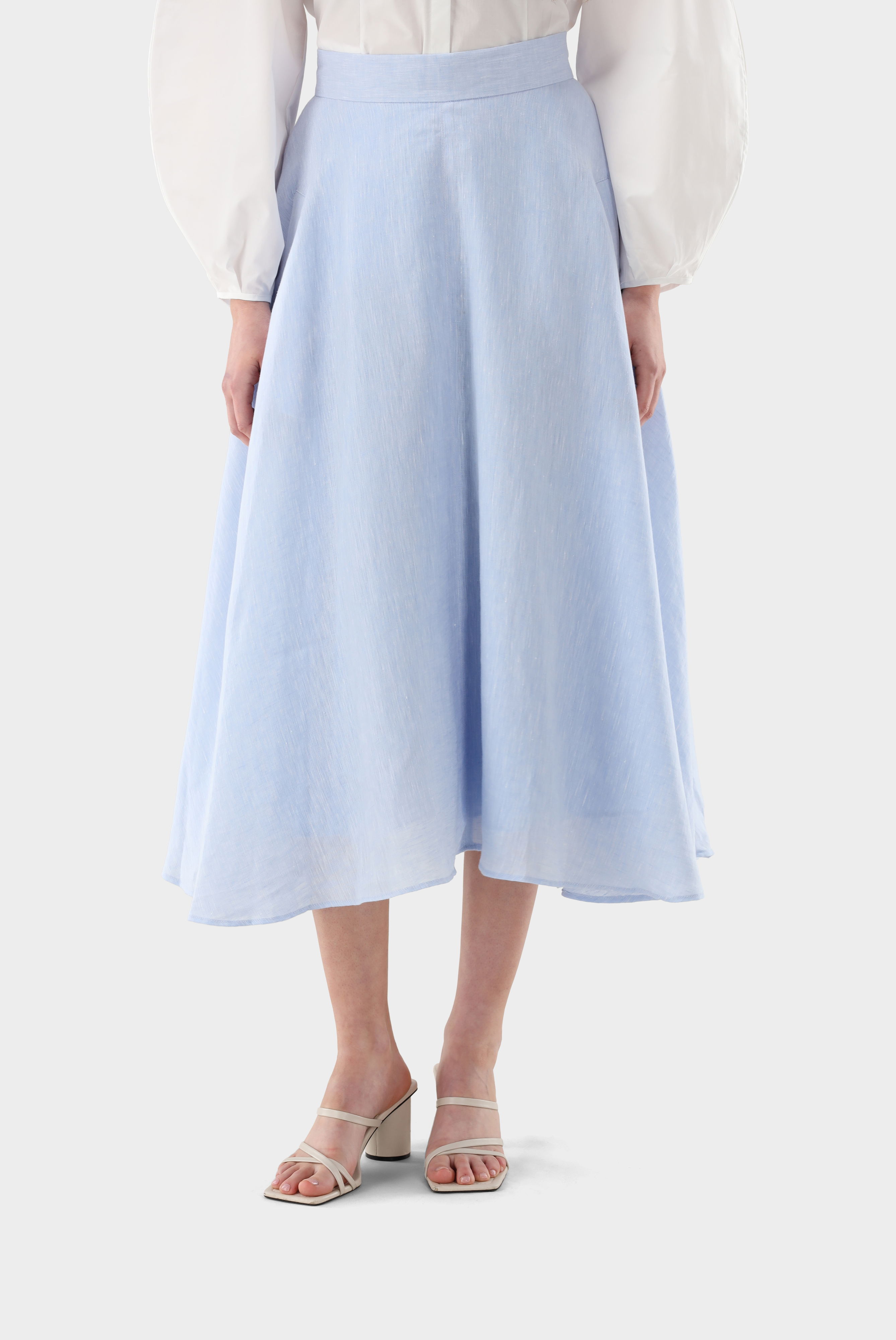 Midirock aus Leinen mit Eingrifftaschen