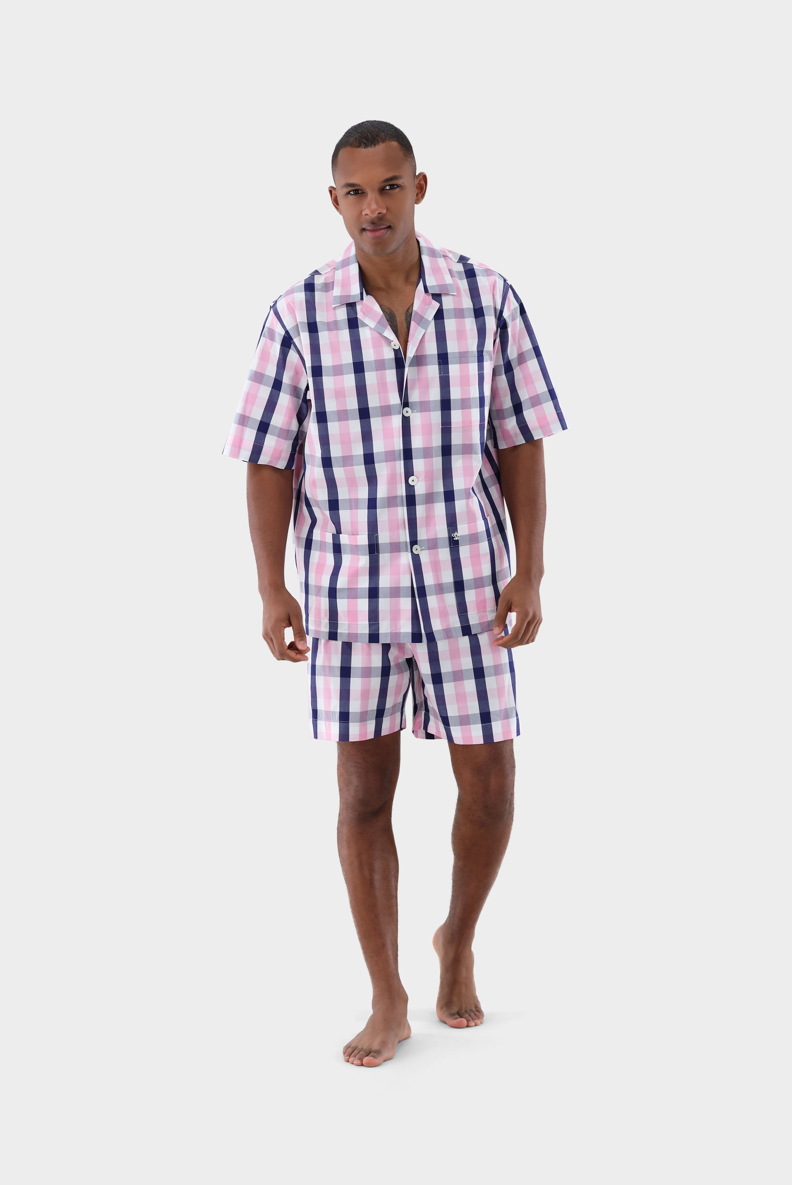 Pyjamas+Zweifarbiger Kurzpyjama mit Karomuster+91.1150.UC.151452.537.46